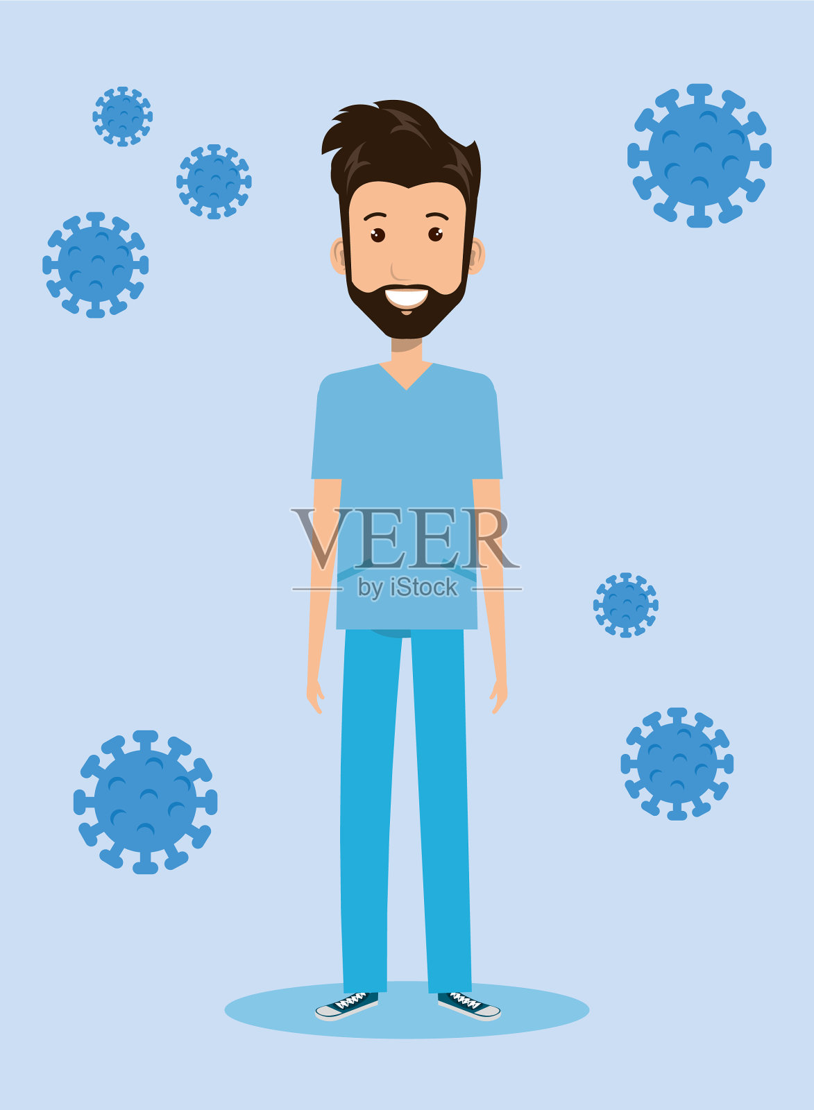 19号冠状病毒感染的男性护理人员插画图片素材