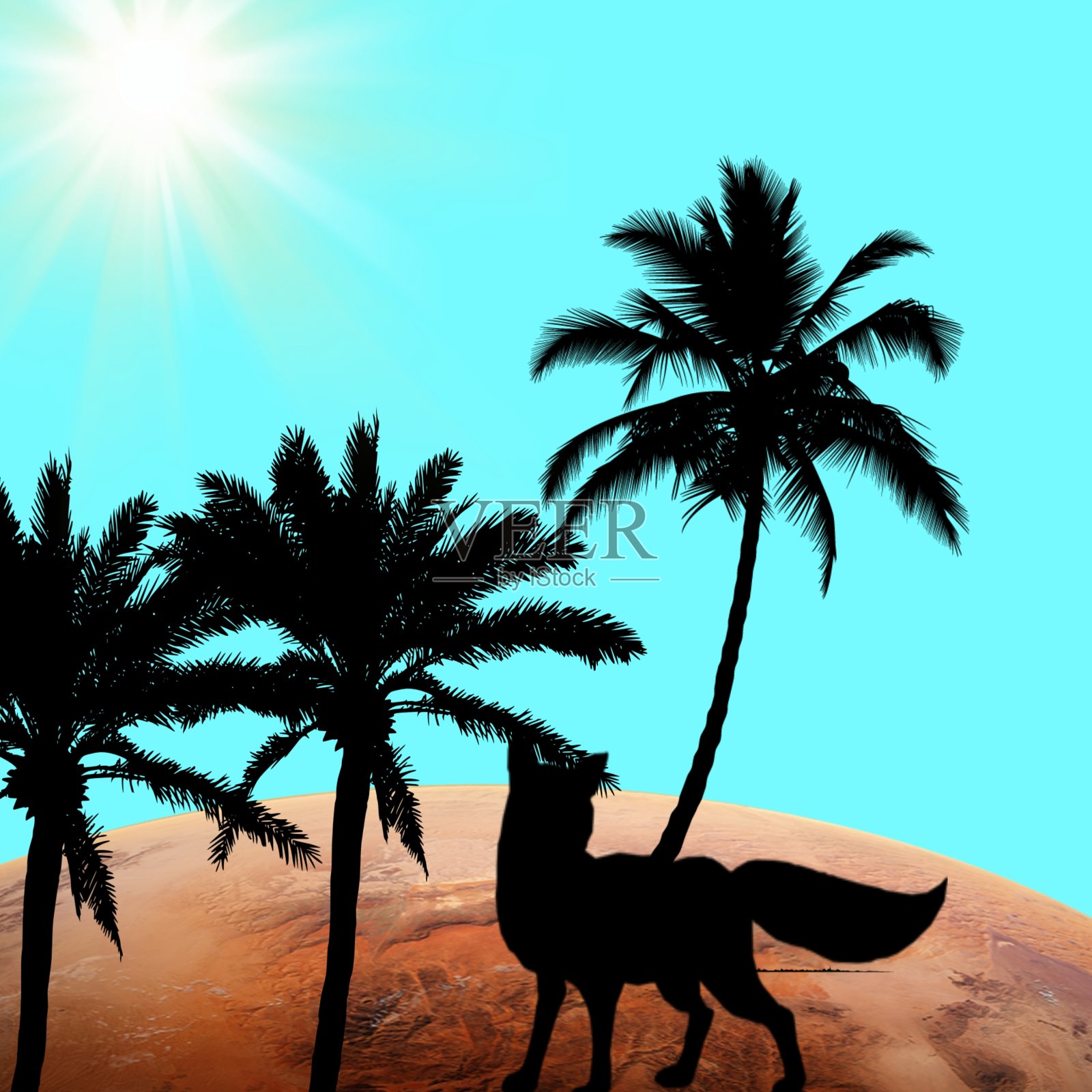 棕榈树轮廓插画图片素材