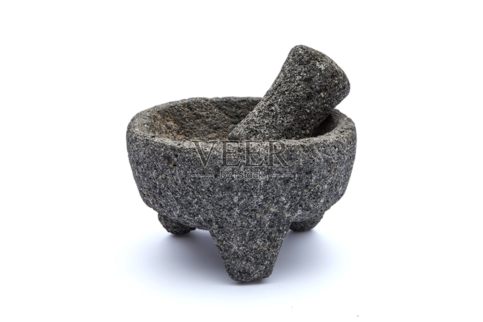 白色背景中的molcajete细节照片摄影图片