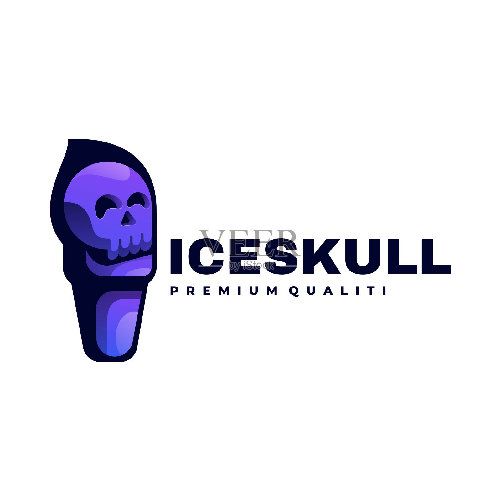 矢量插图冰头骨梯度彩色风格。插画图片素材