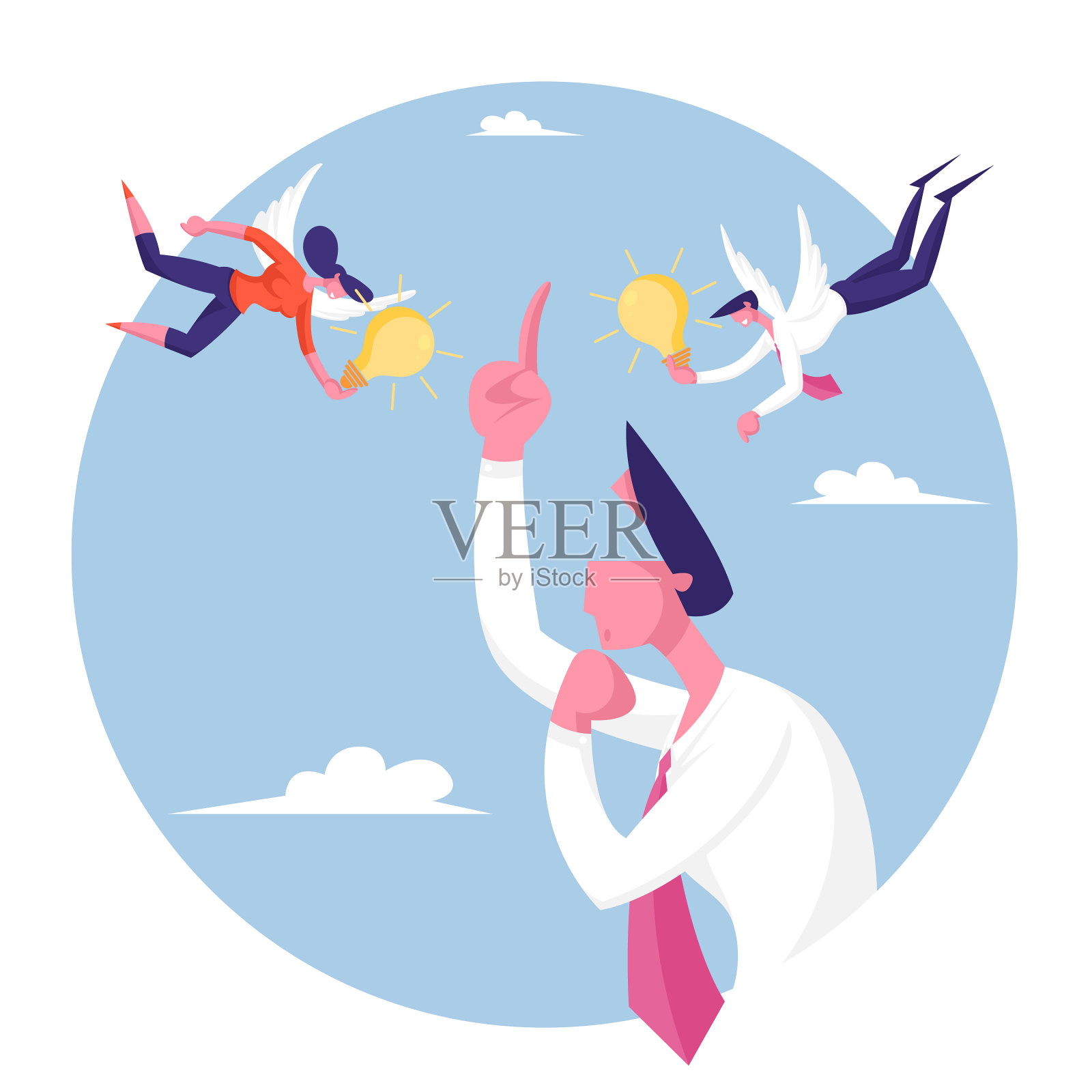 商人试图抓住思想缪斯人物设计元素图片