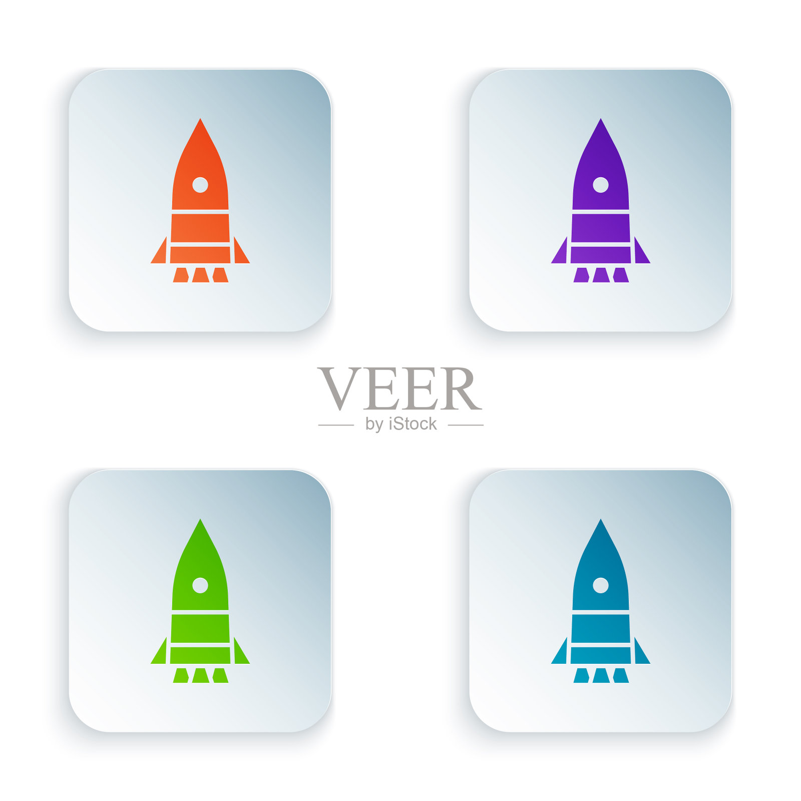 彩色火箭船图标孤立在白色图标素材