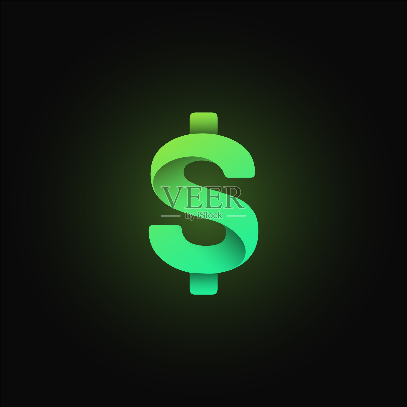 绿色纸张折叠字符从排版，矢量插图插画图片素材