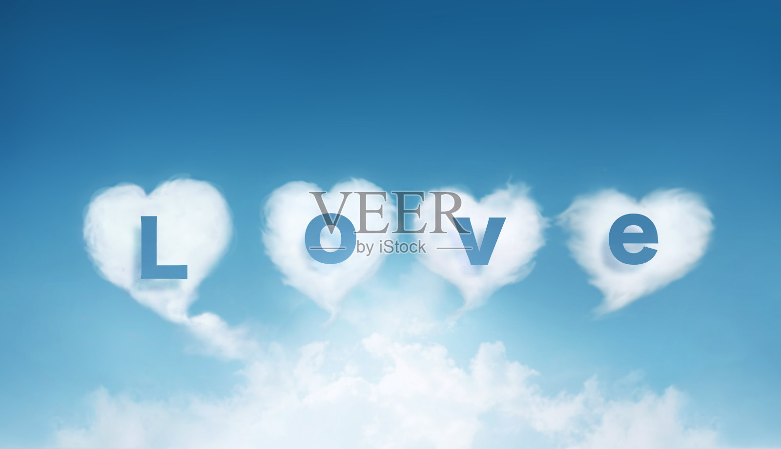 34、云，心，蓝天，有一天的爱。照片摄影图片