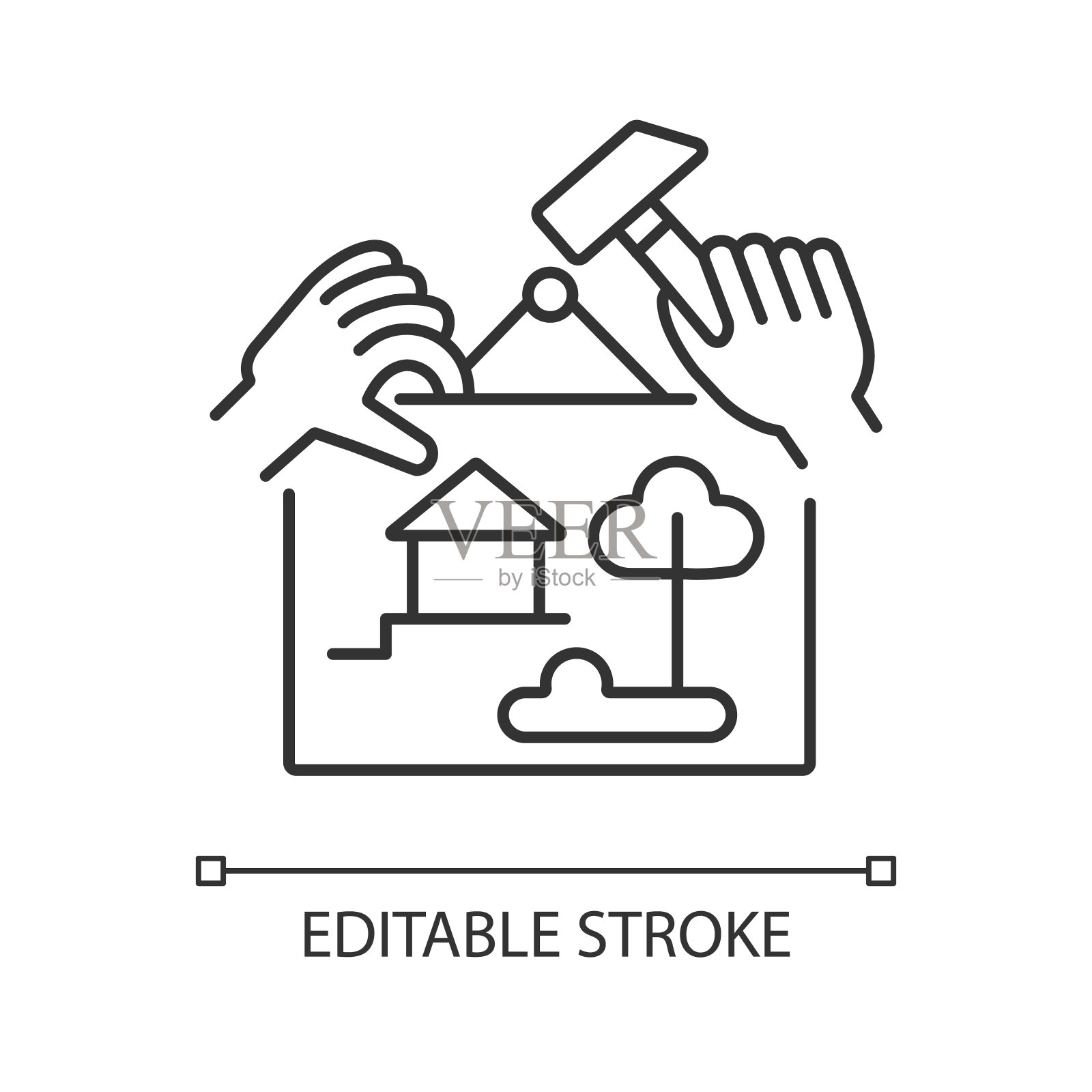 家居装饰线形图标插画图片素材