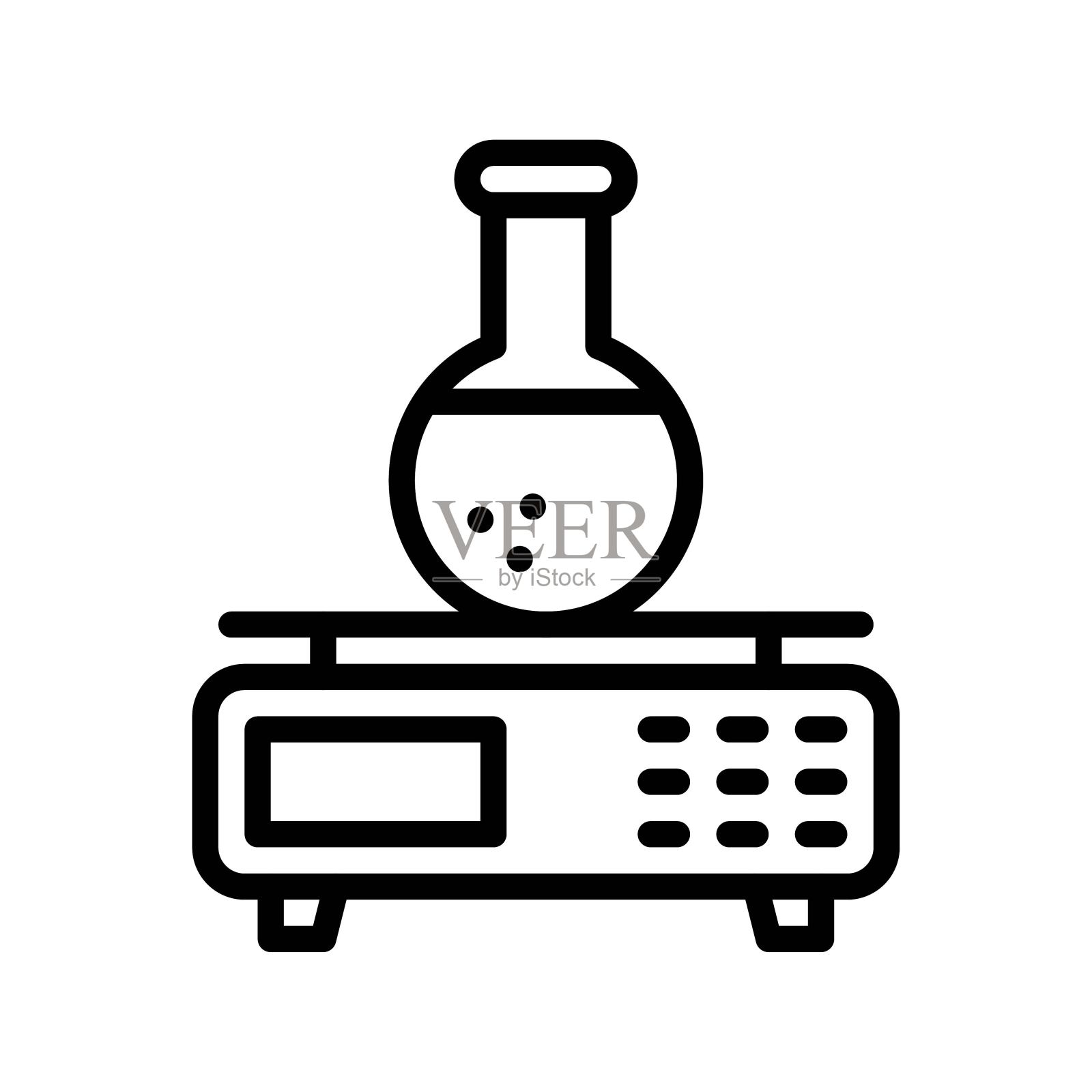 实验室图标相关的实验室烧瓶或试管重量刻度矢量在线性风格，插画图片素材