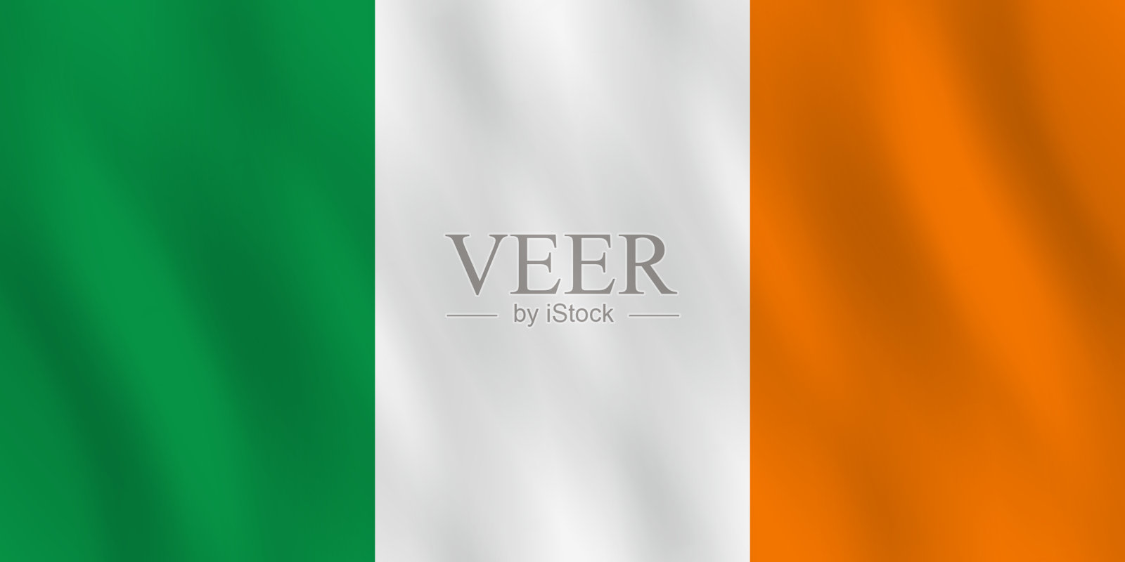 爱尔兰国旗具有飘扬效果，官方比例。插画图片素材