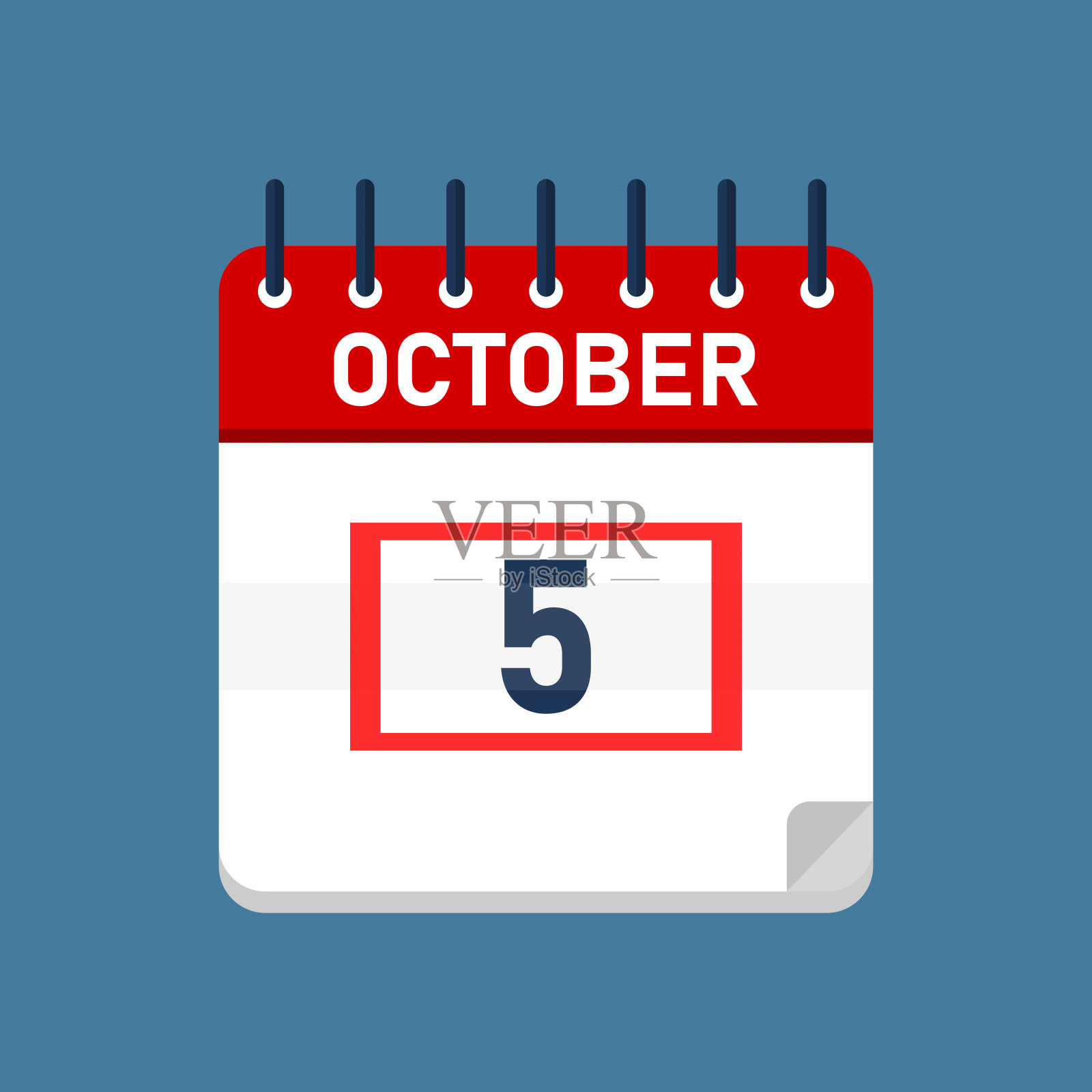 十月五日日历插画图片素材