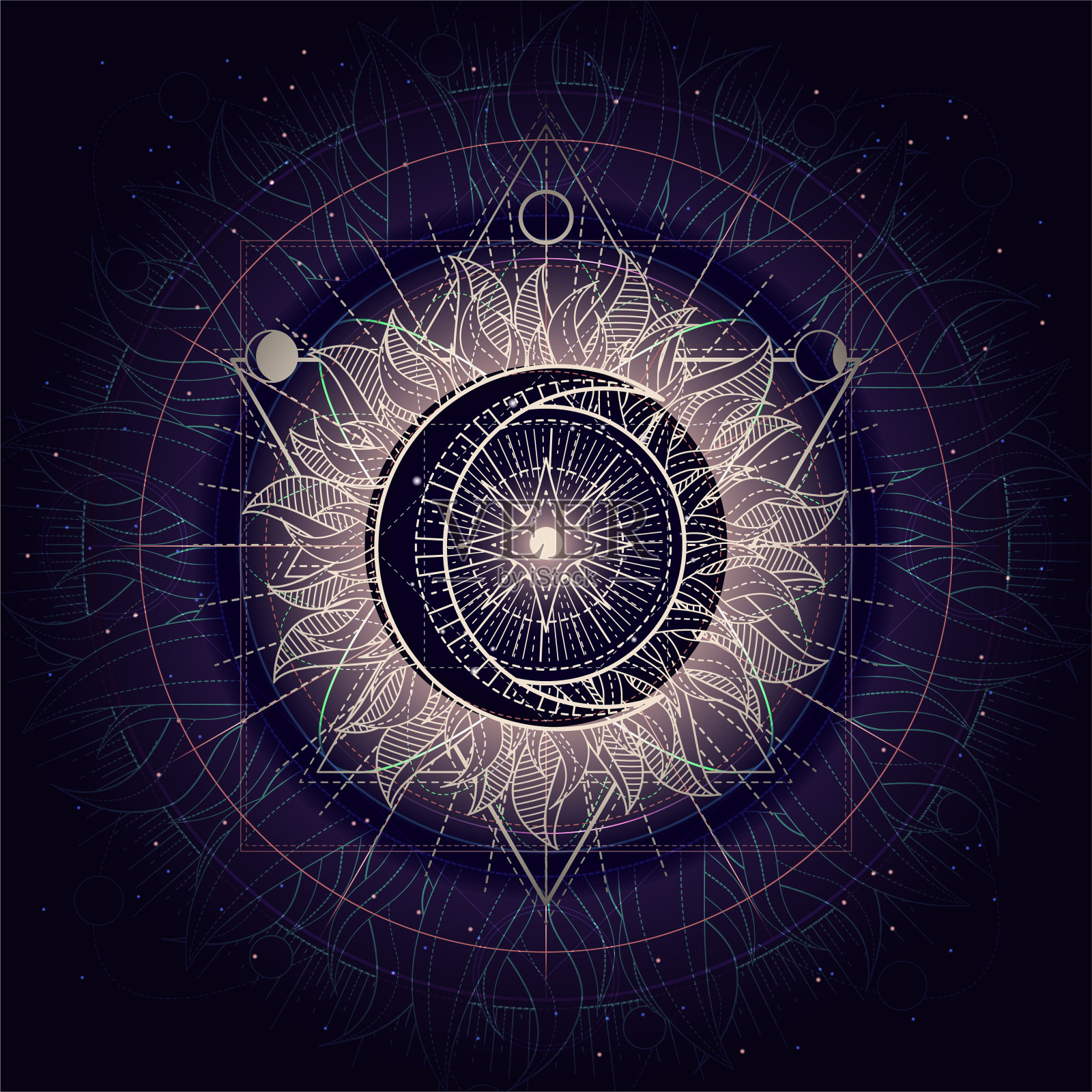 矢量插图的神圣的几何符号在抽象的背景。插画图片素材