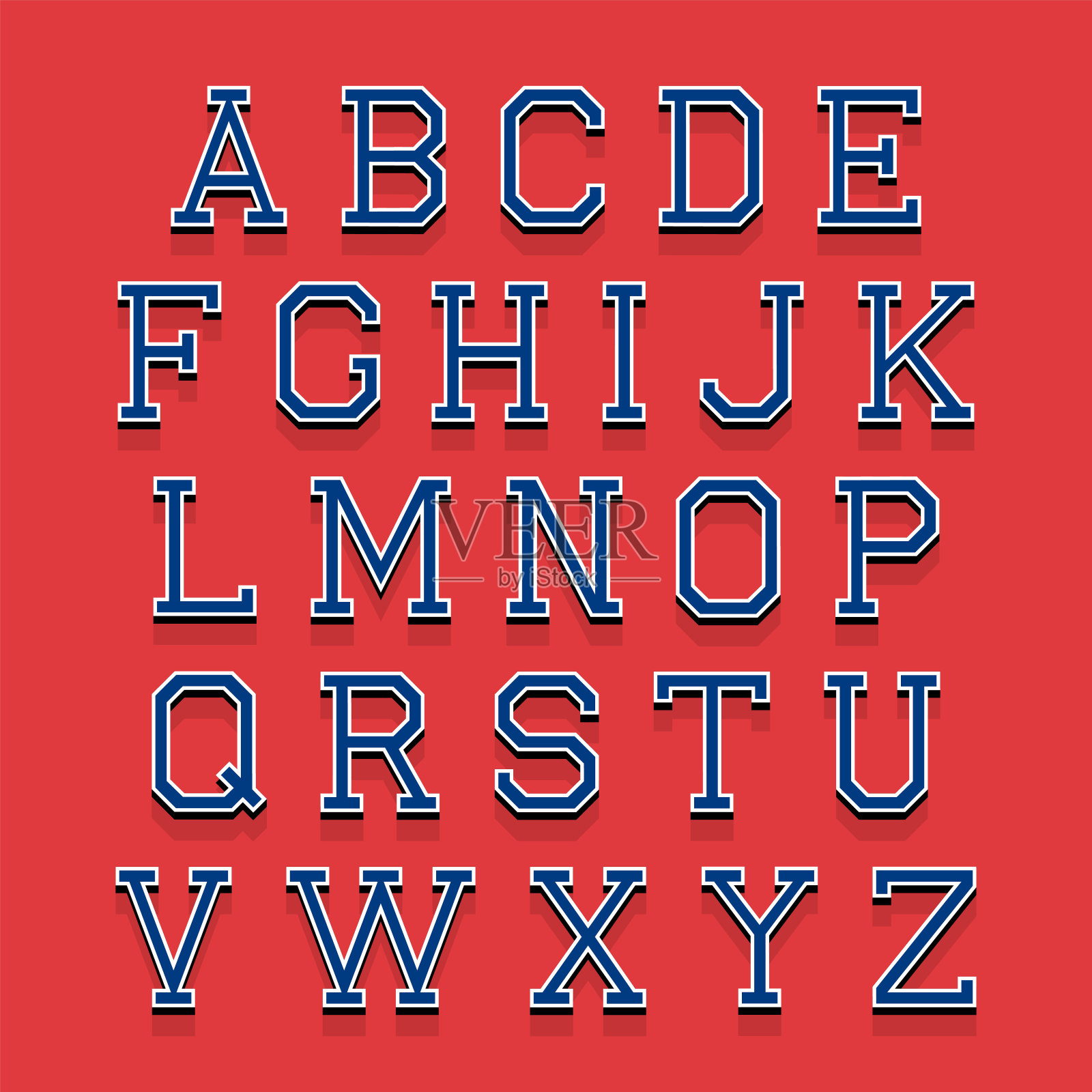 具有三维等距效果的字母插画图片素材