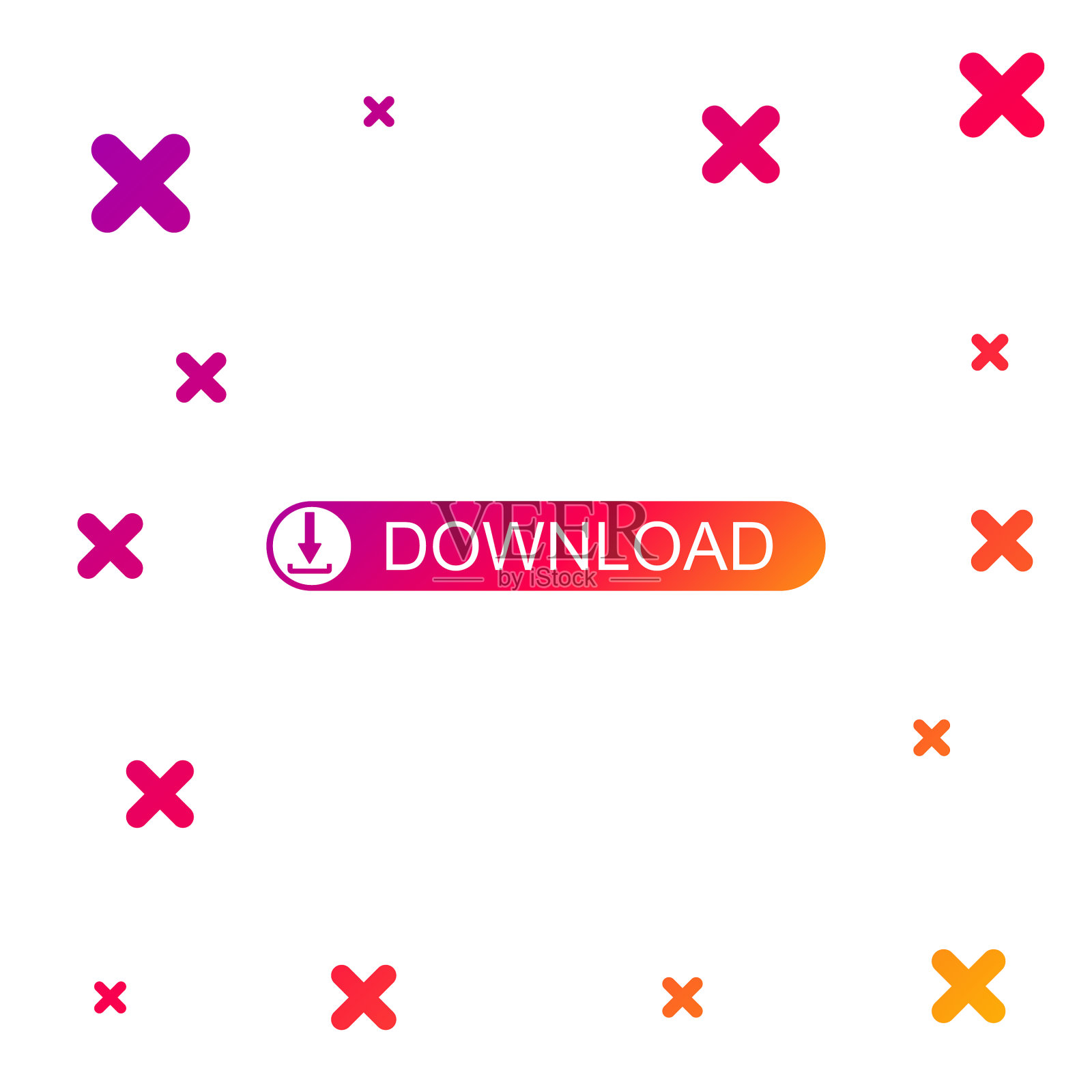 彩色下载按钮与箭头图标隔离图标素材