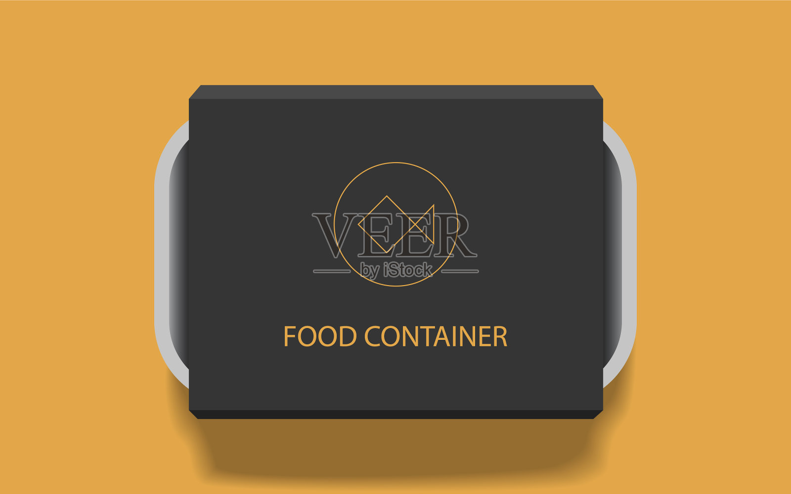 标有黄色标签的黑色空食品容器插画图片素材