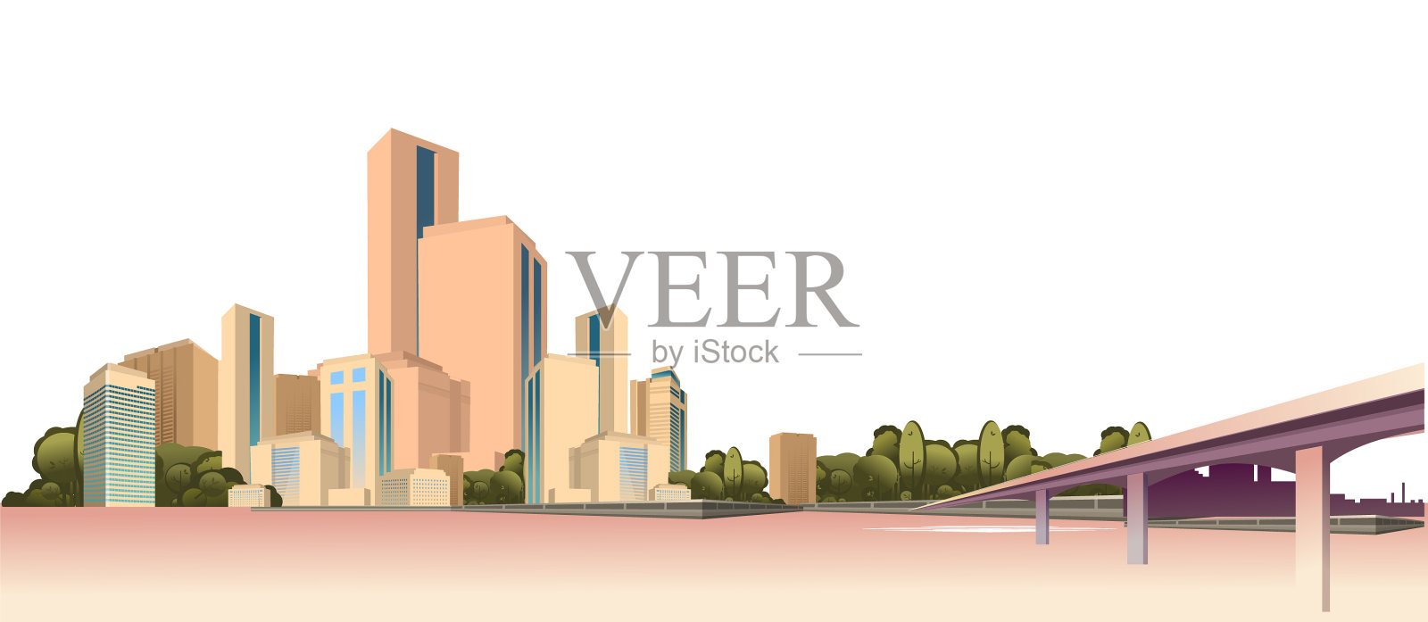 白色背景上的城市景观设计元素图片