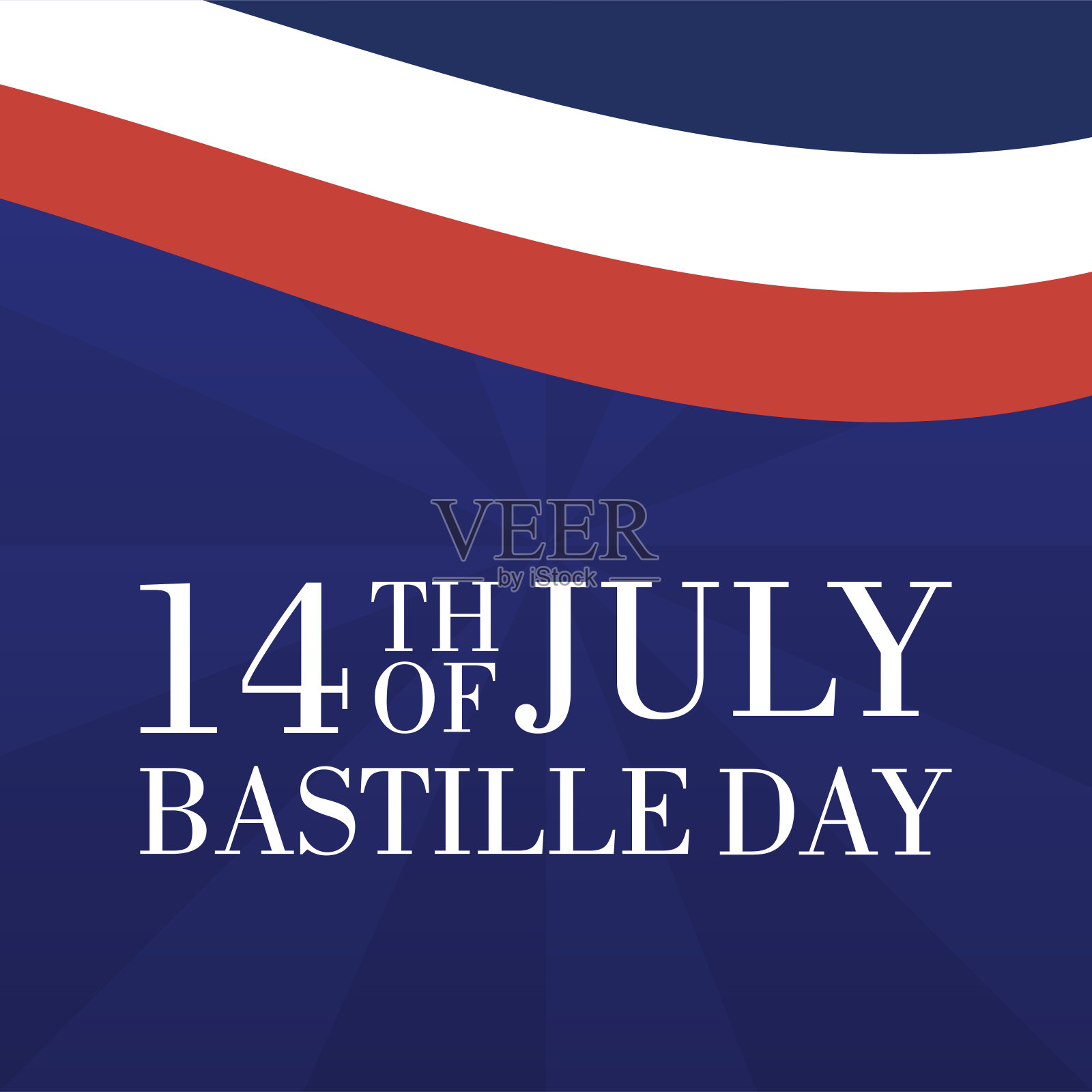 巴士底日庆祝卡与法国国旗插画图片素材