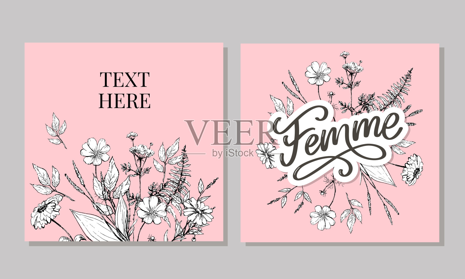 装饰女性文字字体书法花刷标语插画图片素材