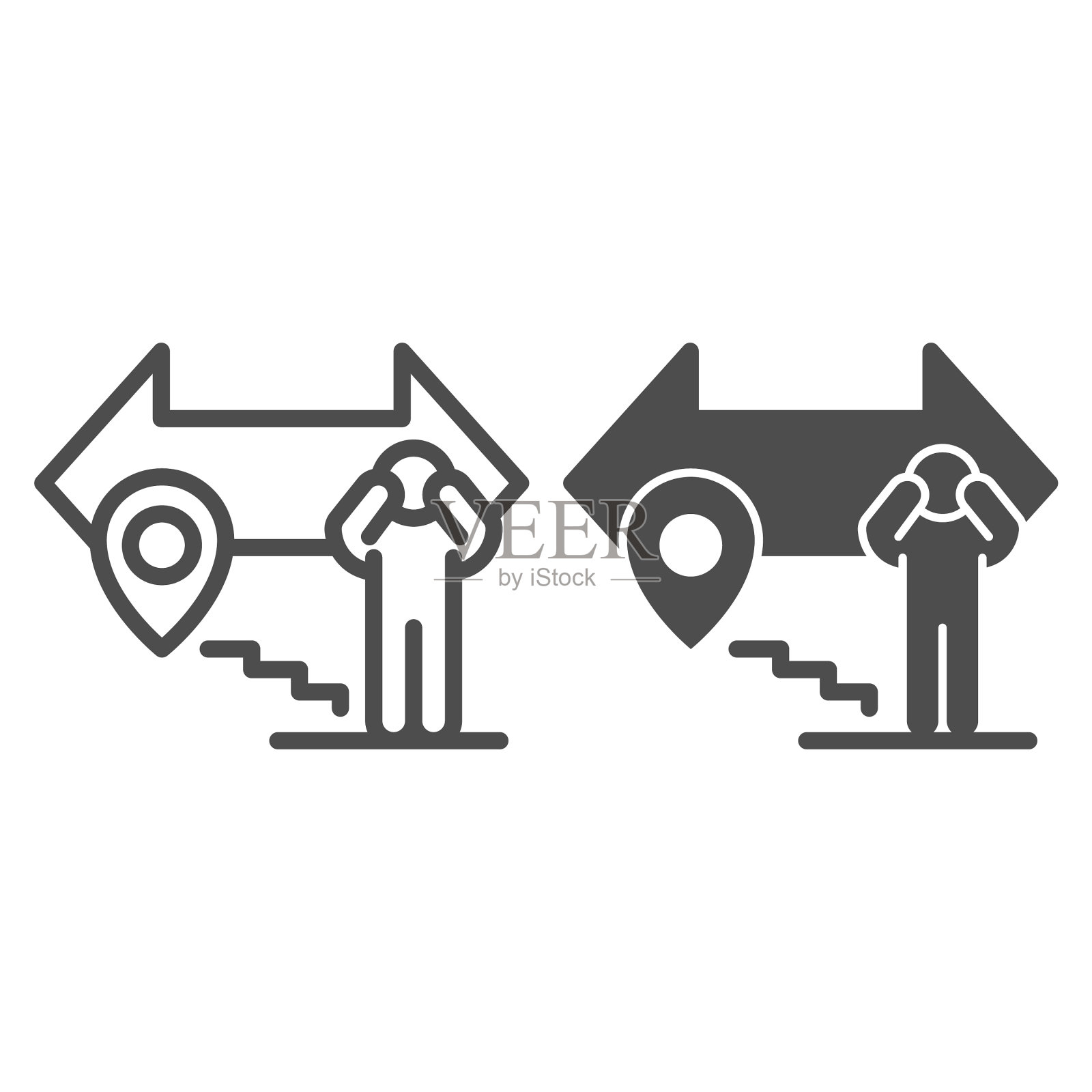 “远离病毒爆发”行和实线图标插画图片素材