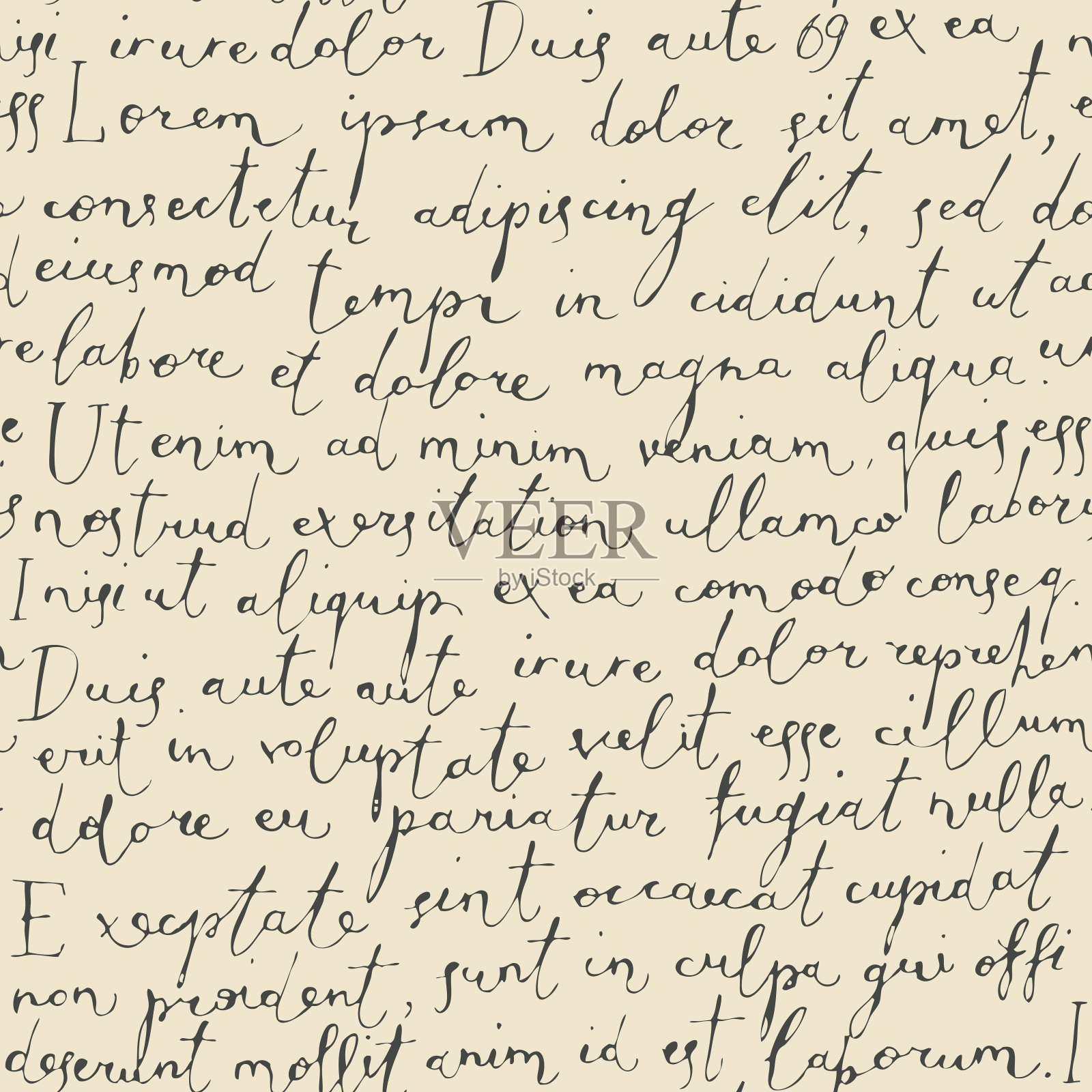 无缝模式与手写文本Lorem Ipsum设计元素图片