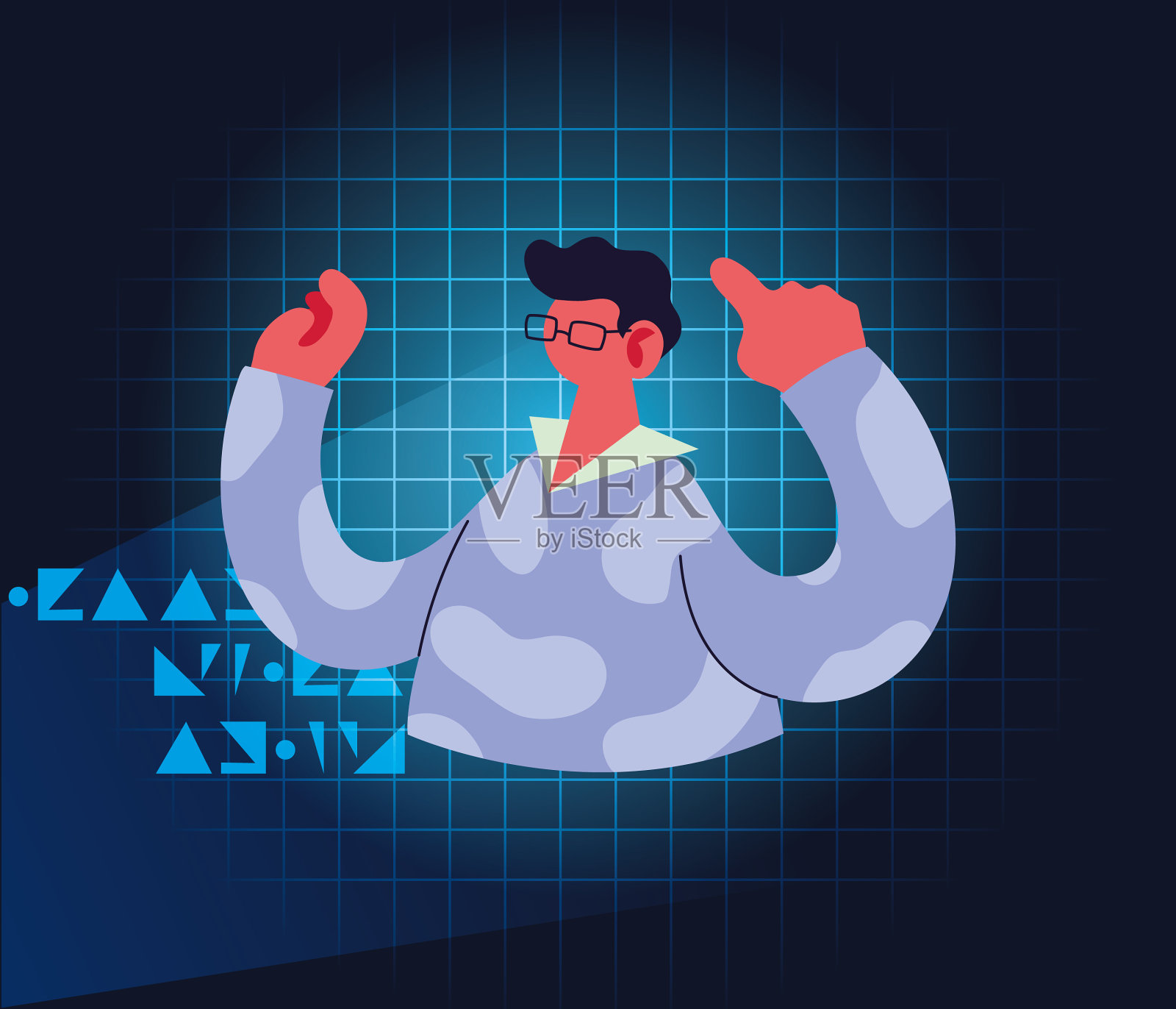 在家在线工作的专业人士插画图片素材