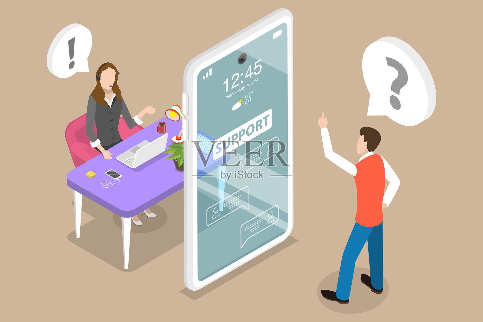 三维等距平面概念客户插画图片素材