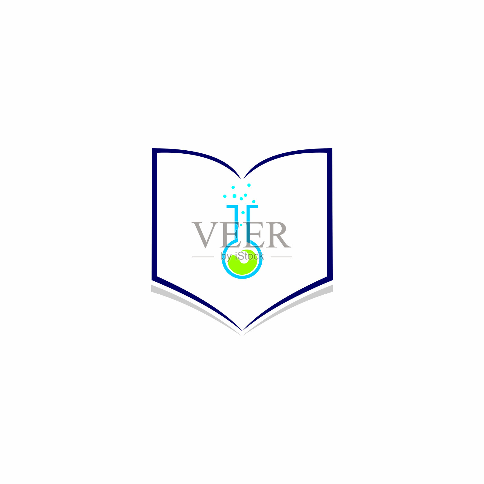 实验室图书标志设计概念向量，实验室大学标志模板，学校标志。股票插图。插画图片素材