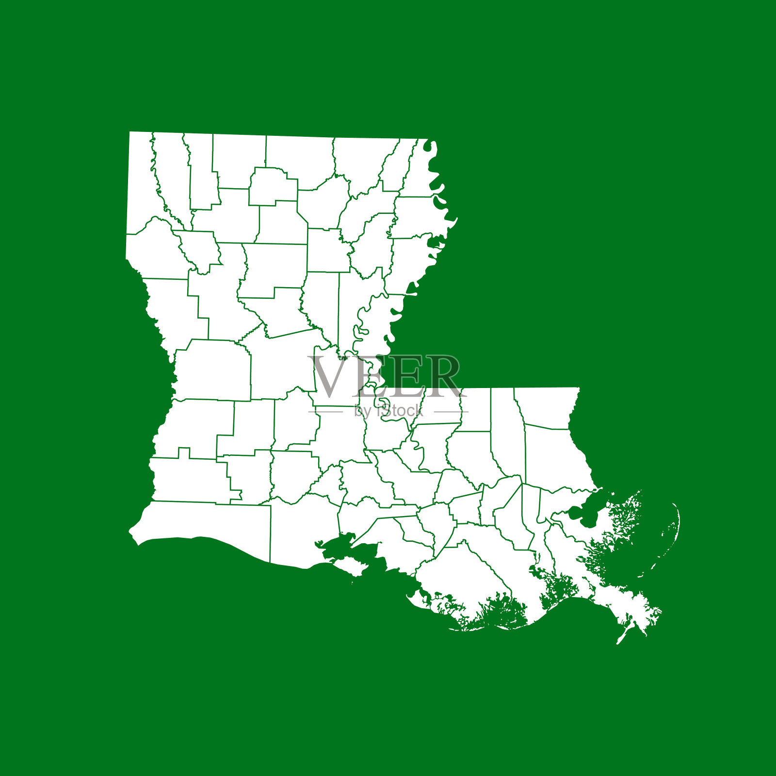 路易斯安那州地图插画图片素材