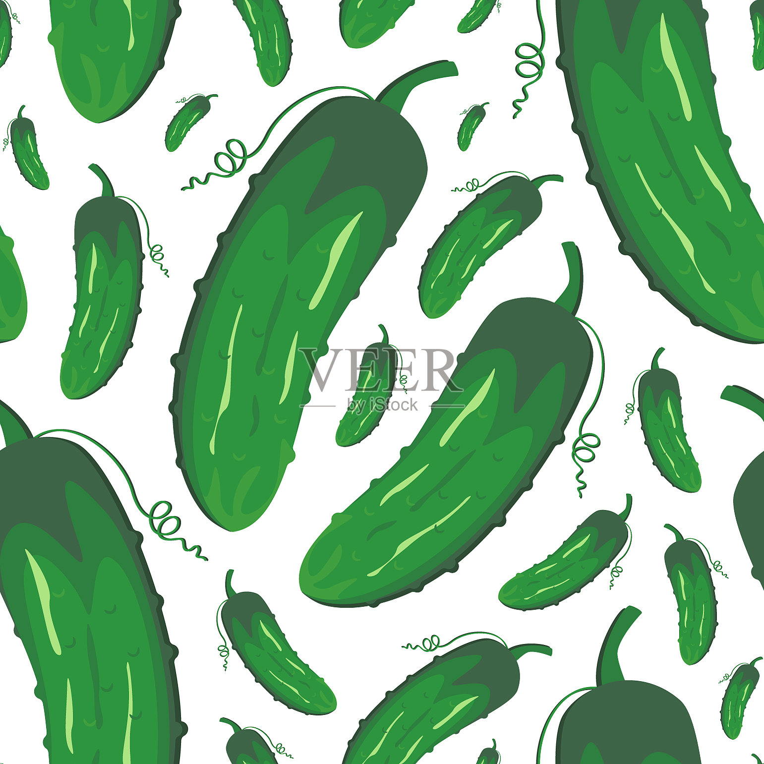 黄瓜纹路白亮，食无缝隙插画图片素材