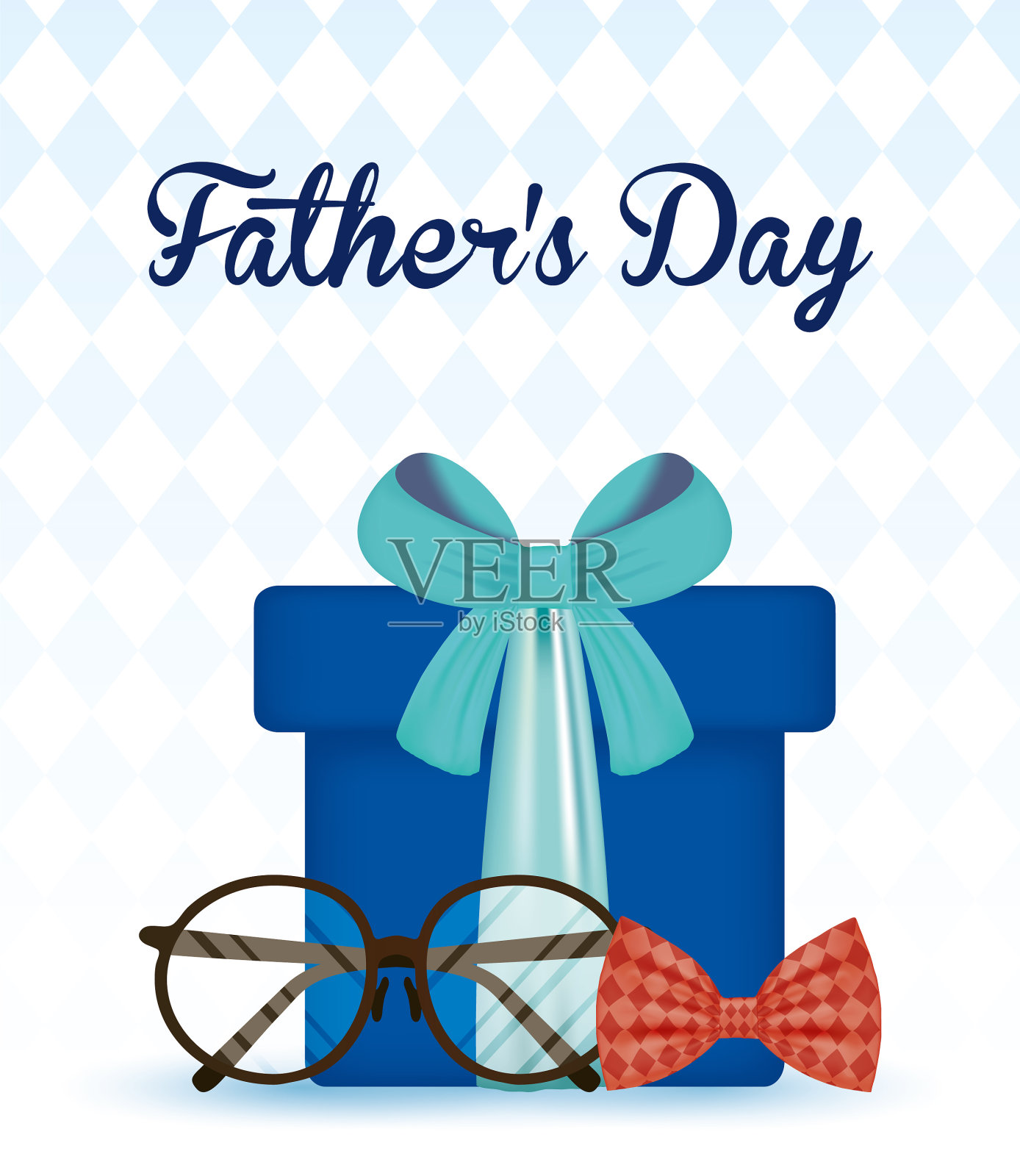 父亲节贺卡配眼镜和礼物插画图片素材