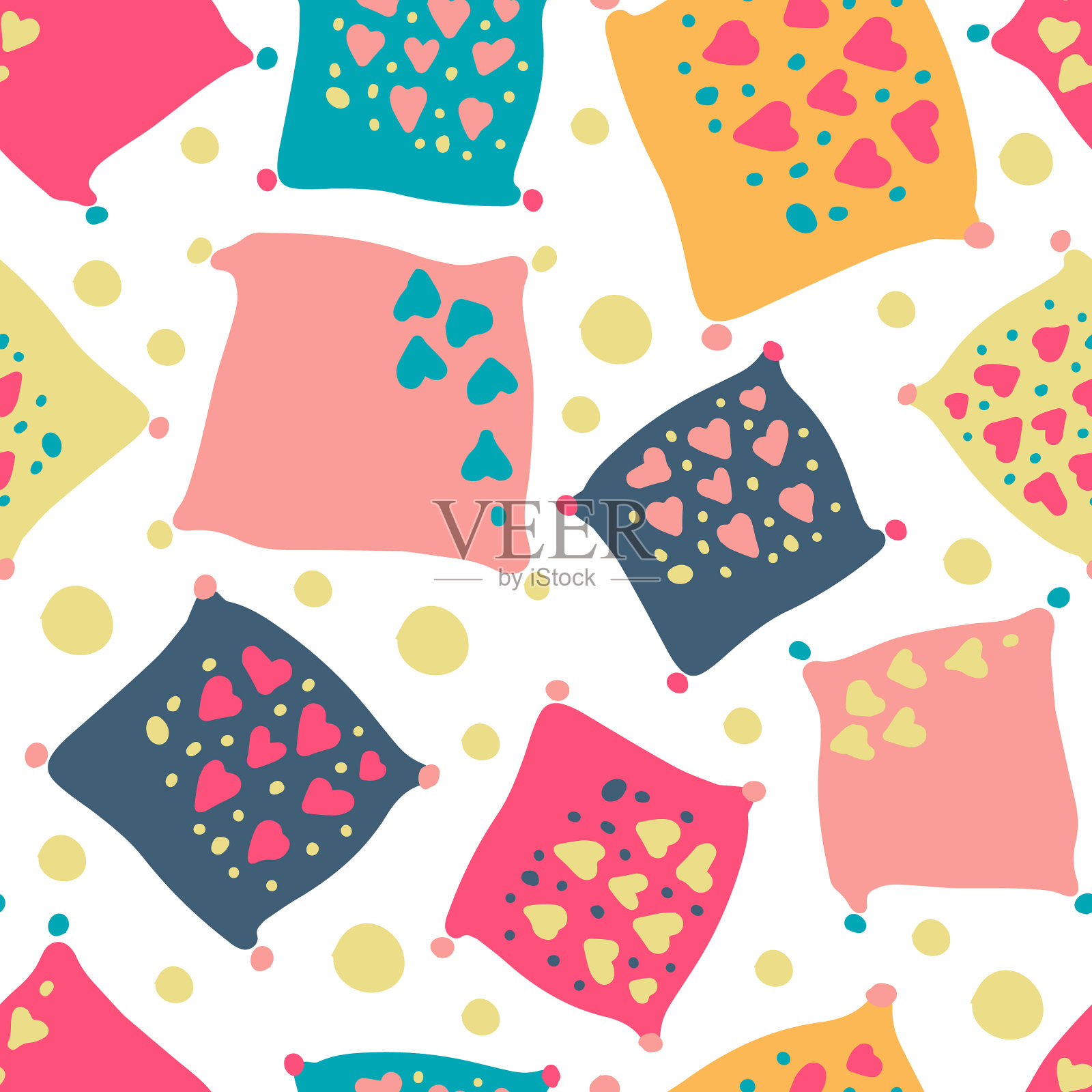 无缝彩色图案与抽象插画图片素材