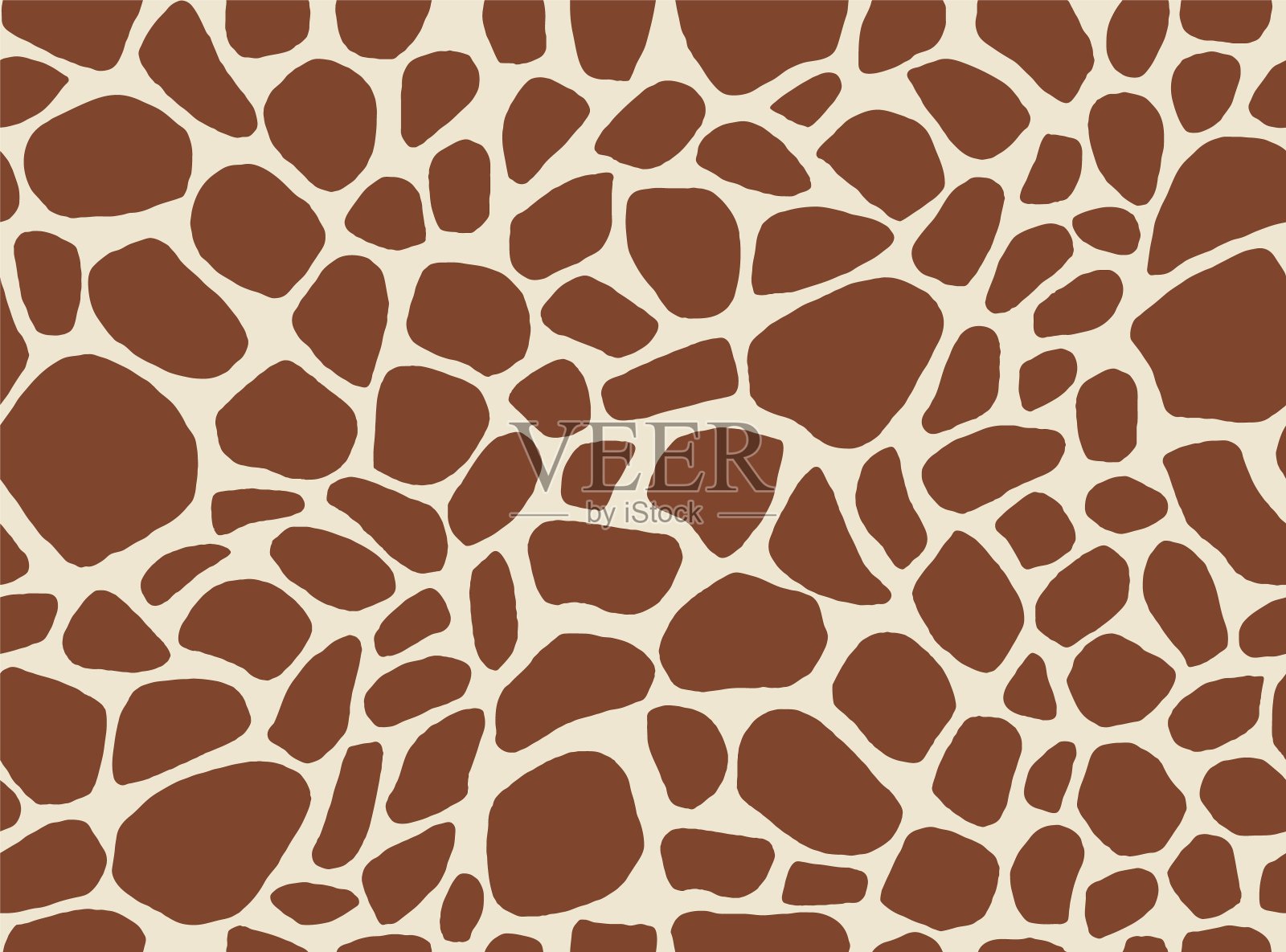 抽象长颈鹿无缝图案。动物的皮肤纹理，可爱的现代几何背景，棕色斑点艺术打印。矢量设计插画图片素材
