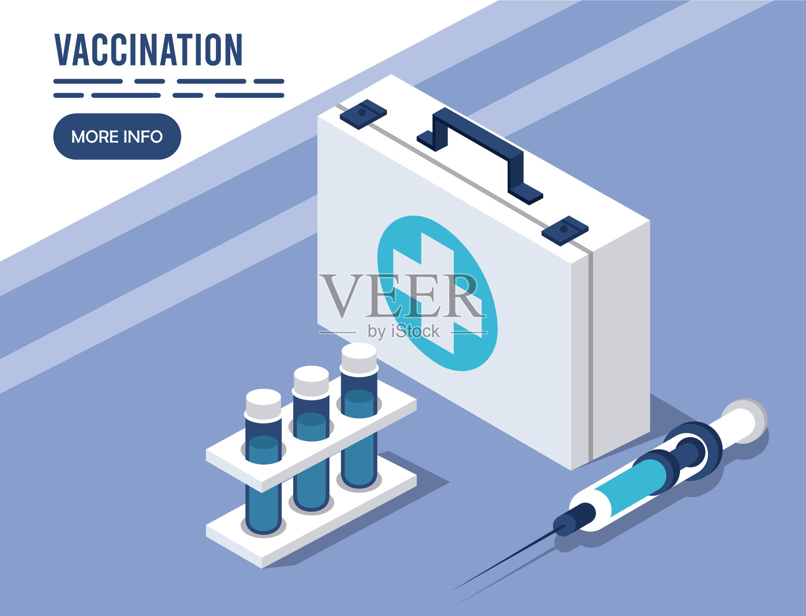 免疫接种服务与医疗包等距插画图片素材
