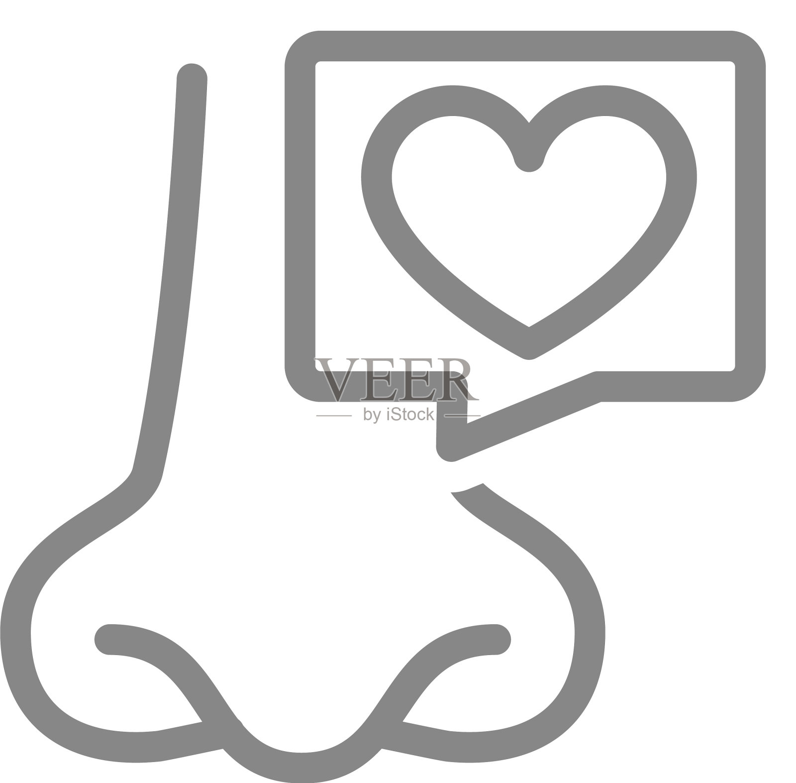 鼻子与心在语音气泡线图标图标素材