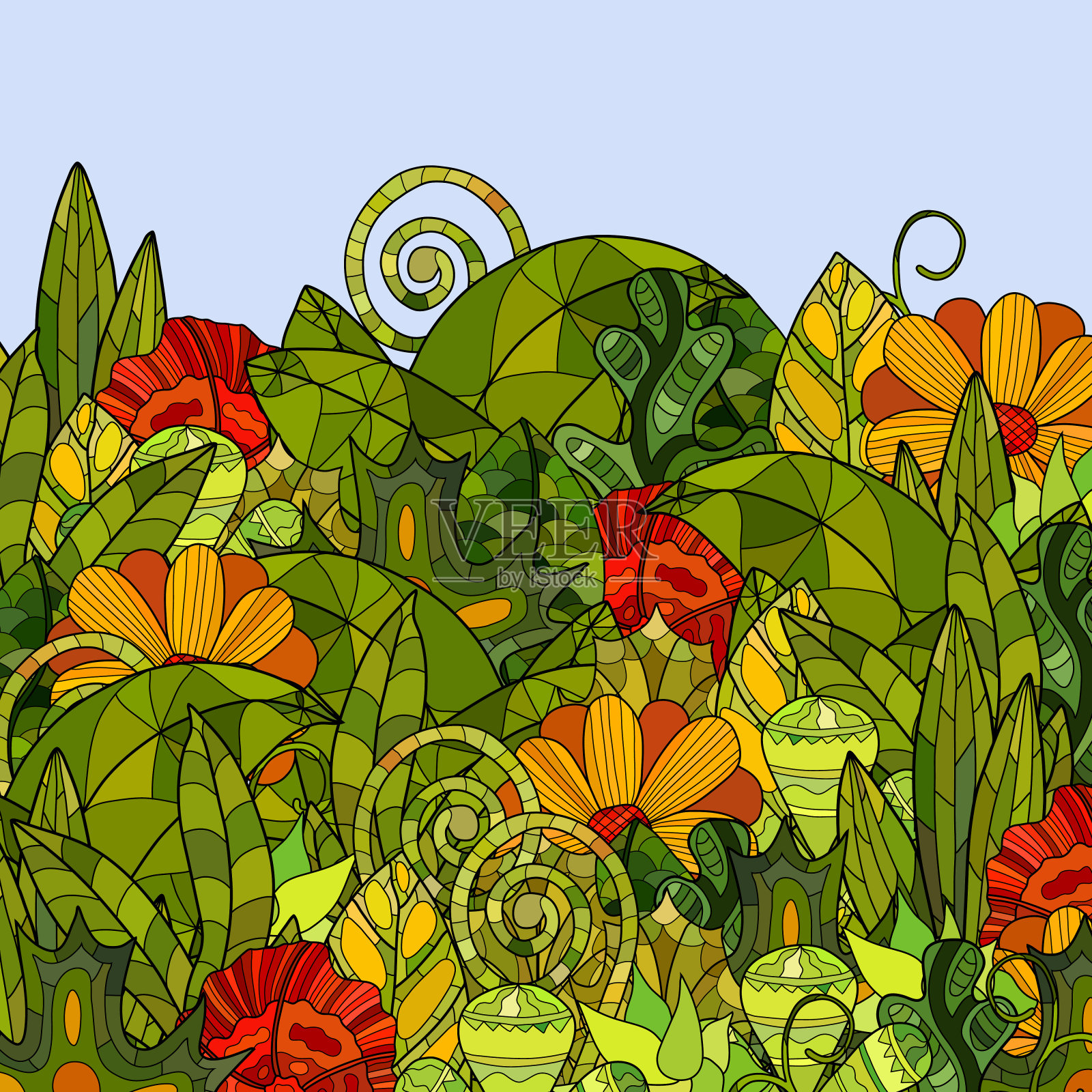 手绘矢量花背景插画图片素材