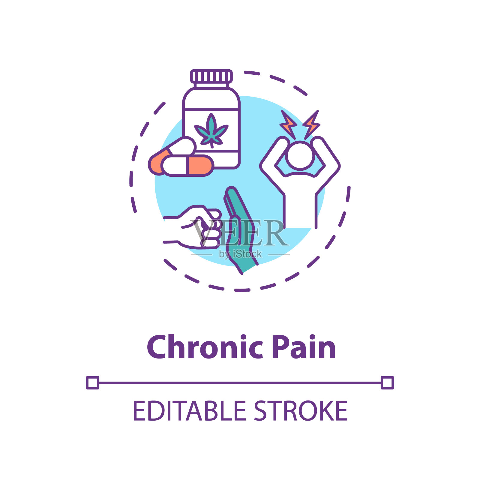 慢性疼痛概念图标插画图片素材