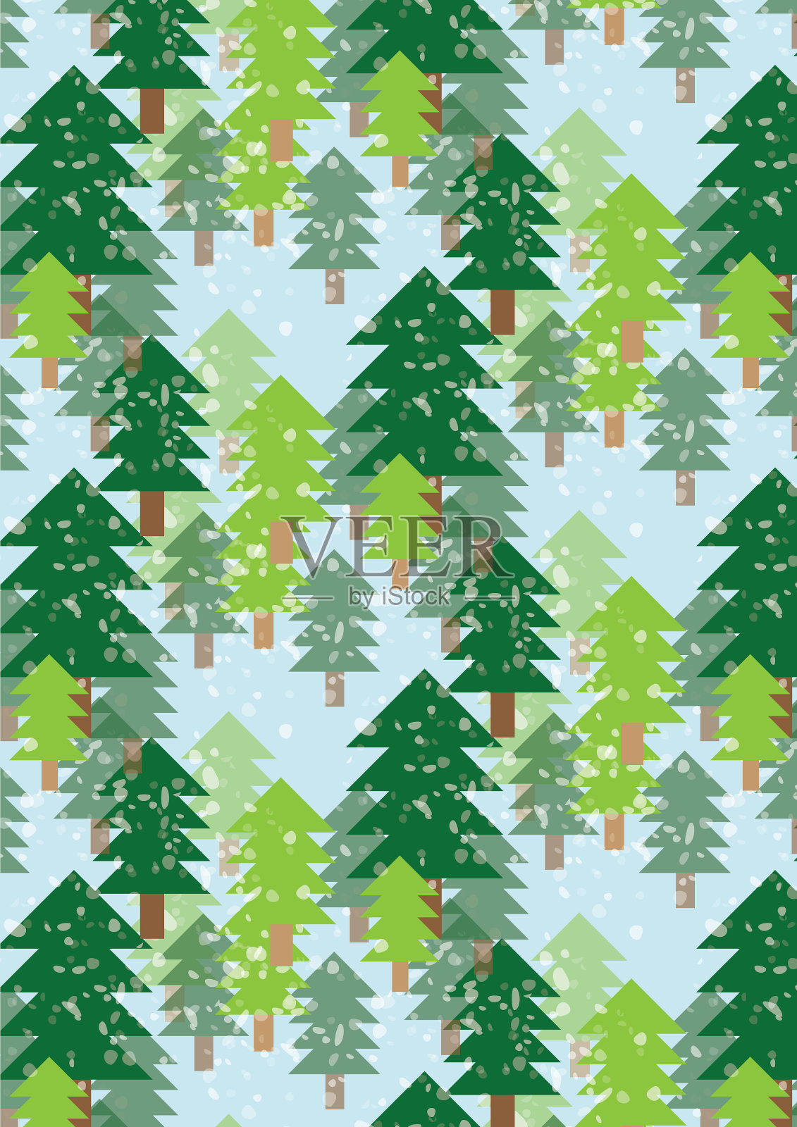 冬季森林树木，矢量图插画图片素材