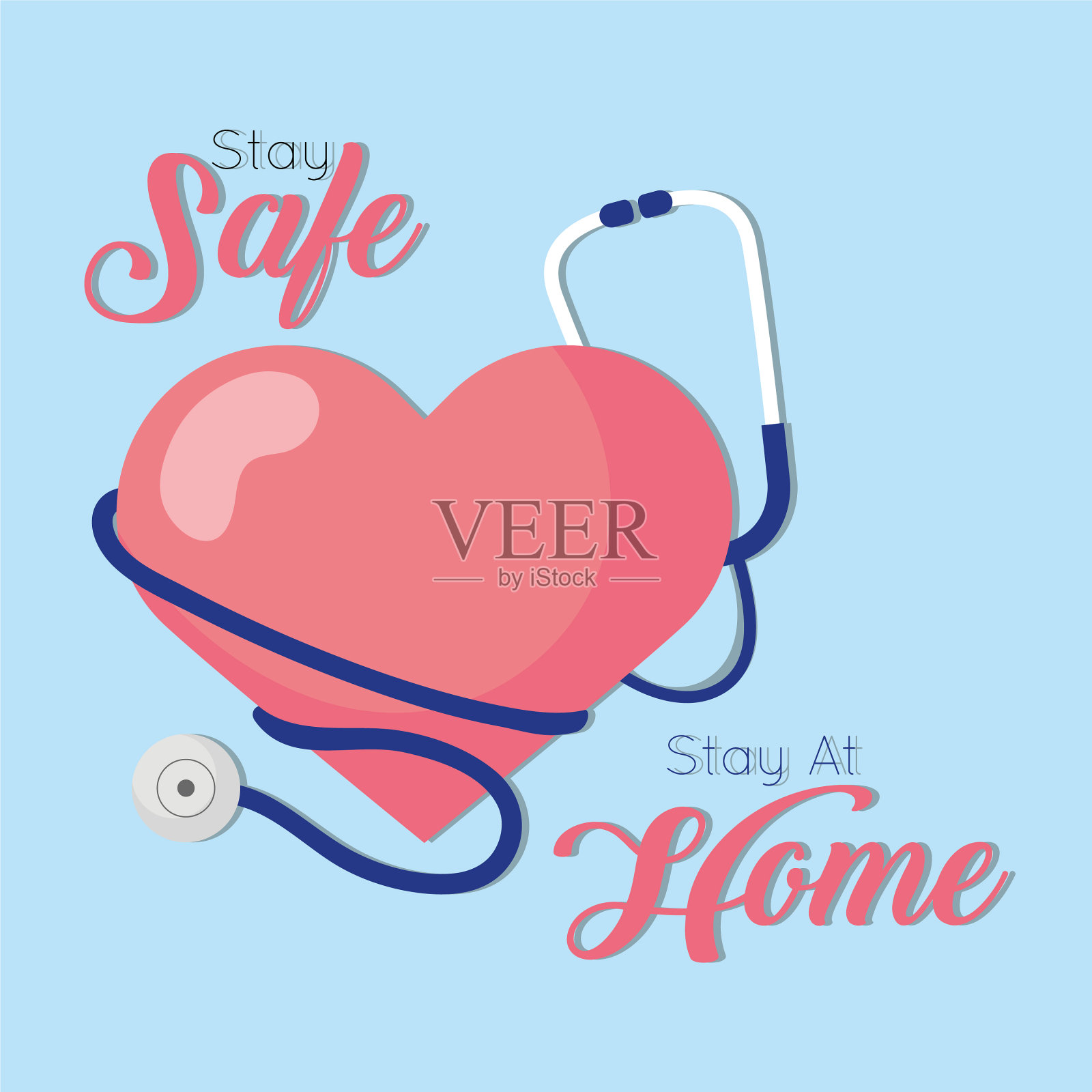 2019冠状病毒病居家忠告插画图片素材