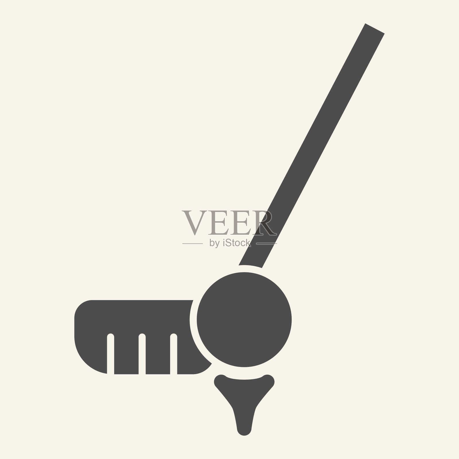 高尔夫实心图标高尔夫球和推杆字形风格插画图片素材