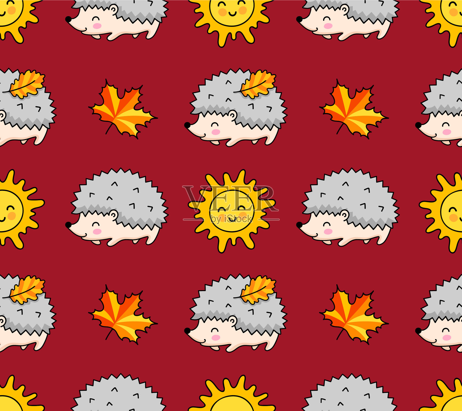 无缝图案图形刺刺猬插画图片素材