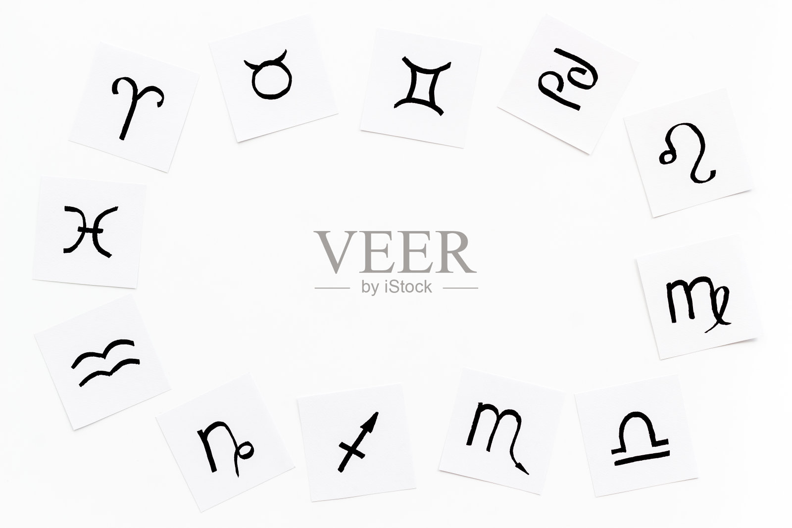 占星学的概念。十二星座在星座轮，俯视图照片摄影图片