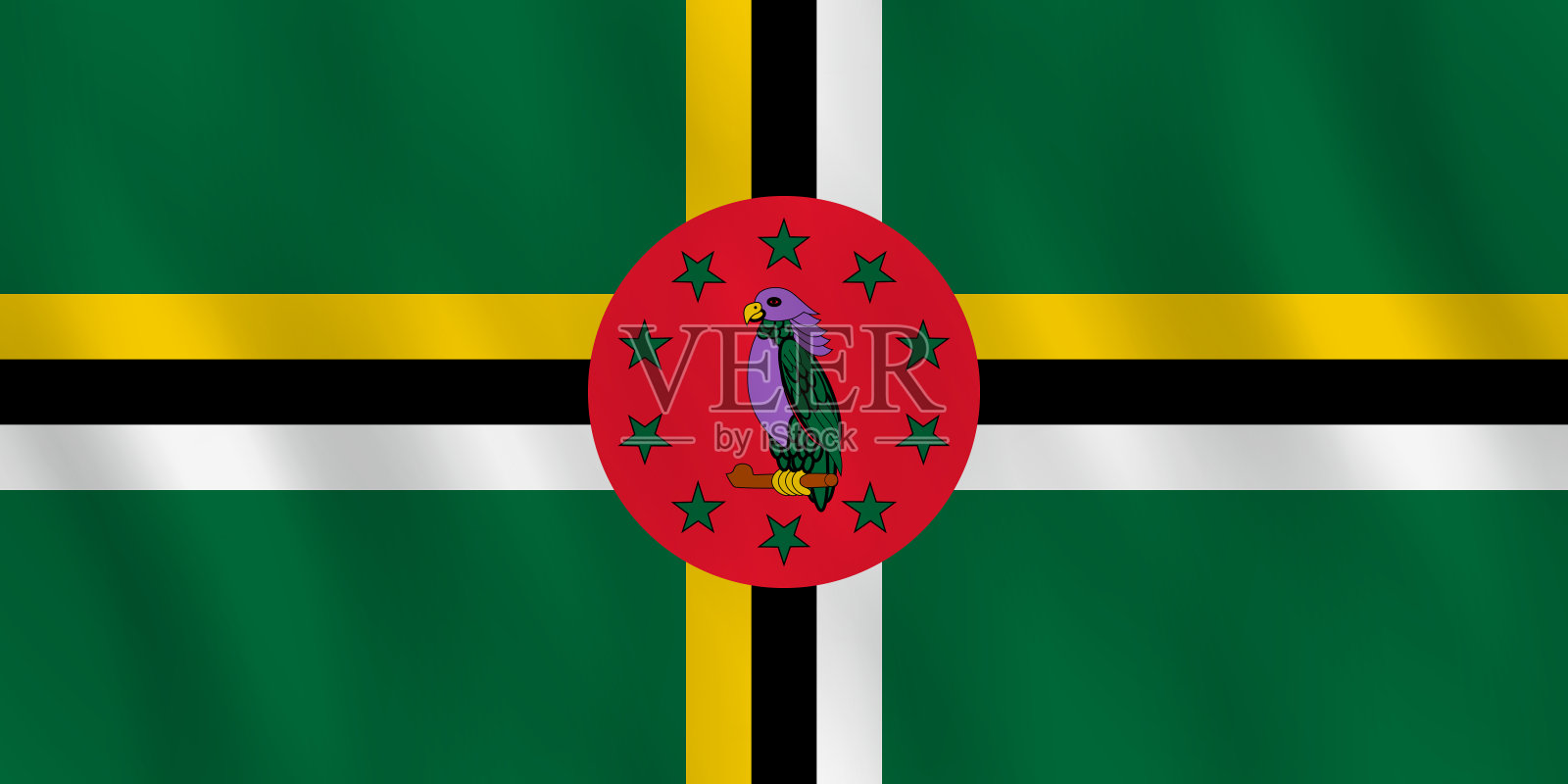 多米尼加国旗挥舞的效果，官方比例。插画图片素材