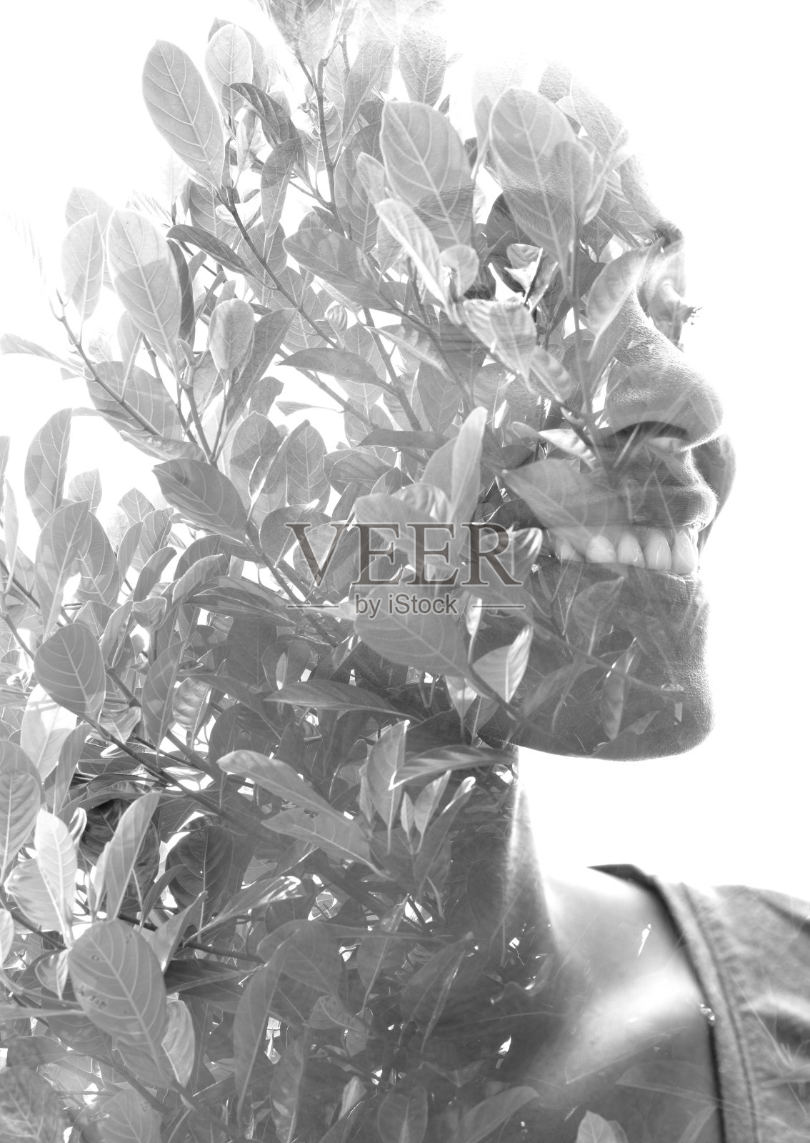 超现实创意双曝光人像照片摄影图片