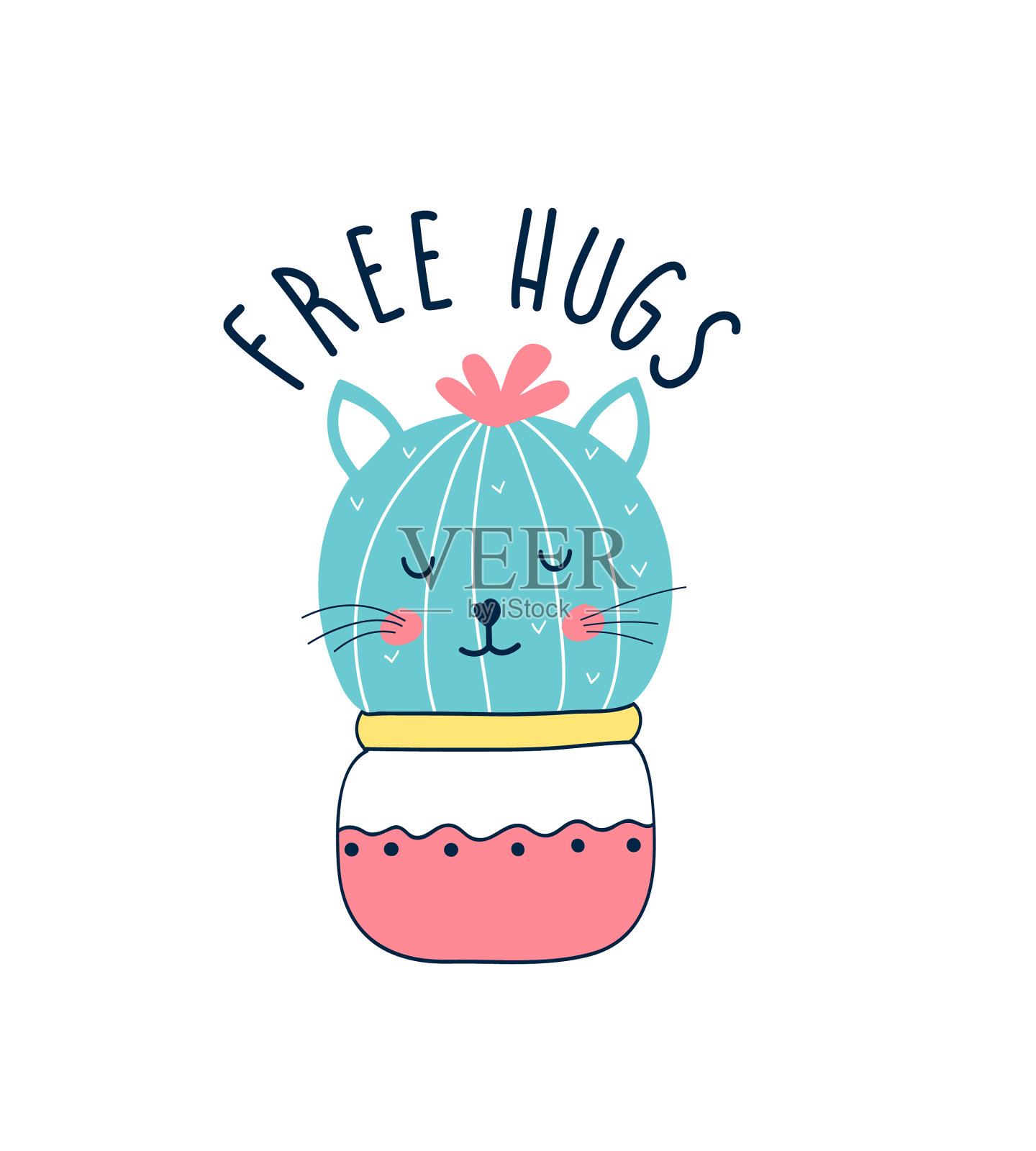 仙人掌印花设计与标语设计元素图片