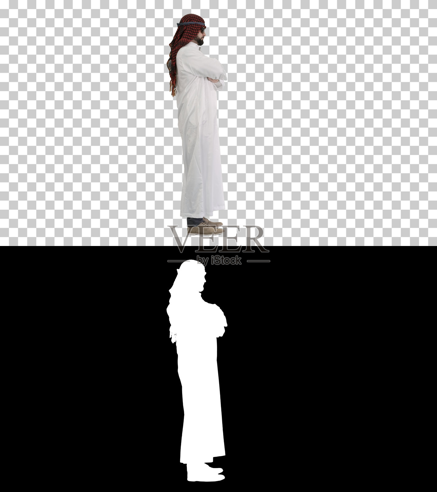 戴着墨镜的谢赫送了一个吻，阿尔法频道和剪影照片摄影图片