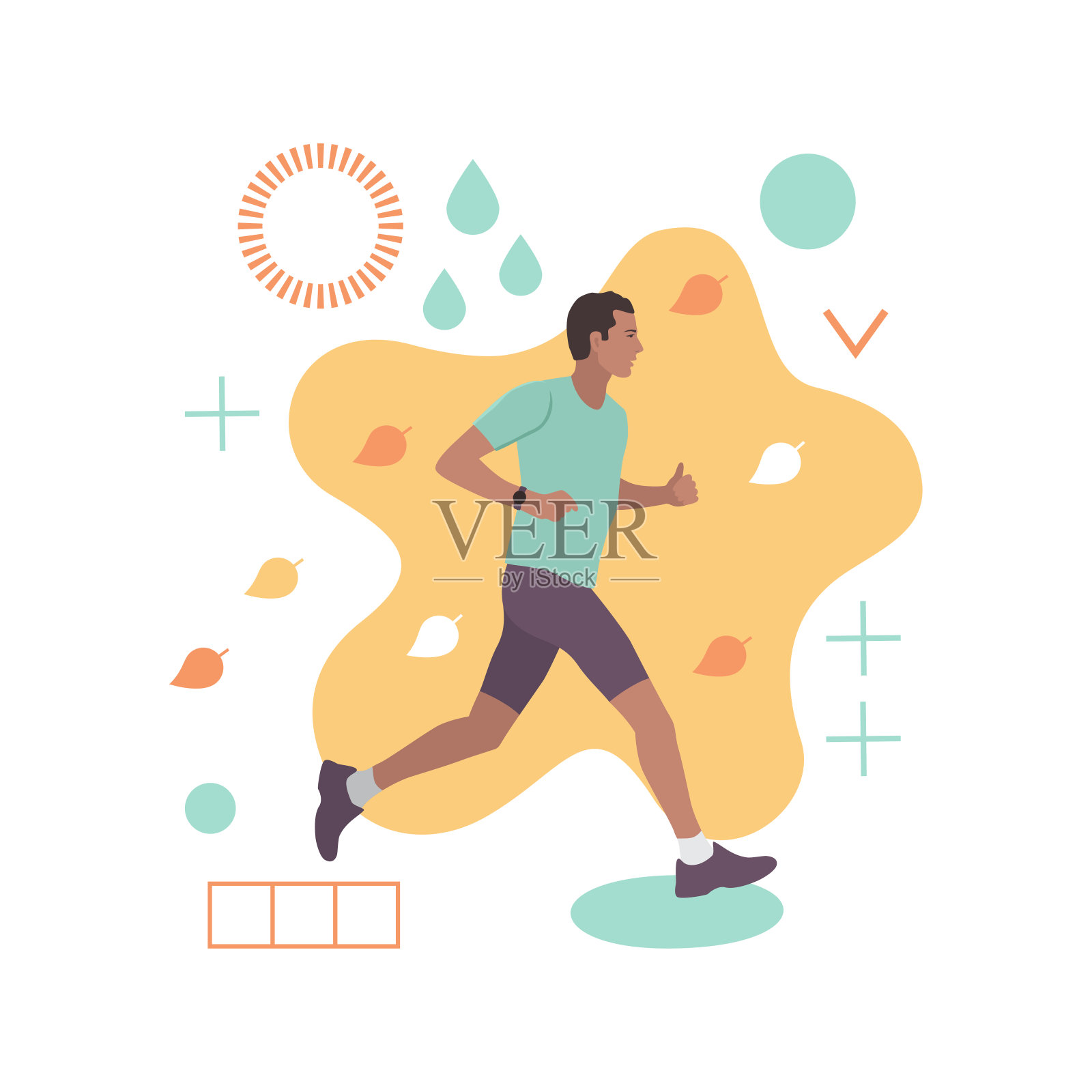 跑步的人。秋时尚抽象向量构成插画图片素材