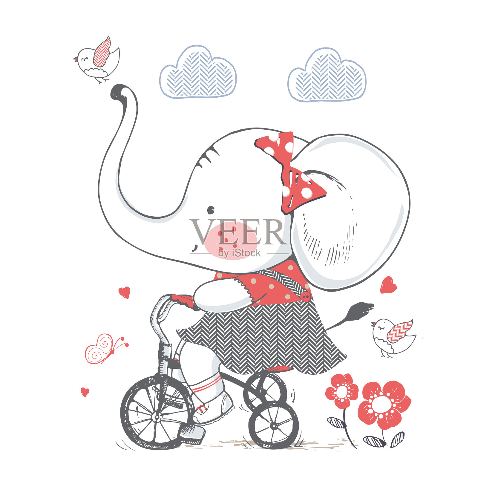 可爱的大象插画图片素材