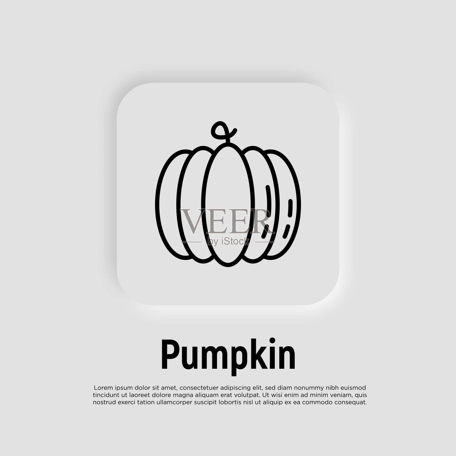 南瓜细线图标。季节性的蔬菜。健康的有机食品。矢量插图。图标素材