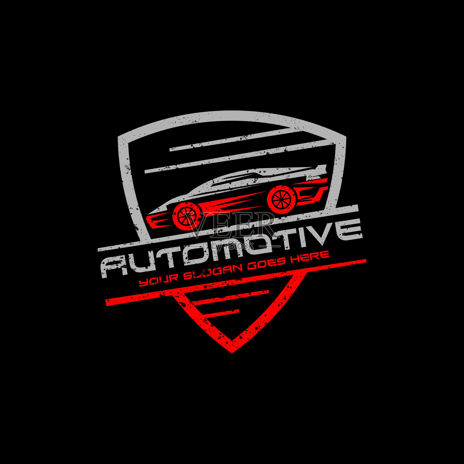 汽车维修汽车标志用质朴的徽章向量，最好为您的汽车公司标志品牌插画图片素材