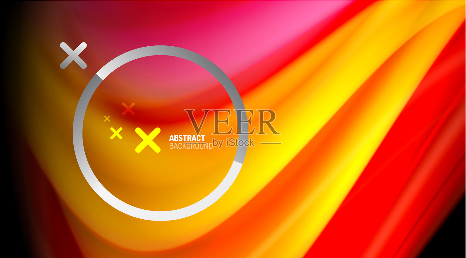 漩涡曲线模糊了彩色全息线插画图片素材