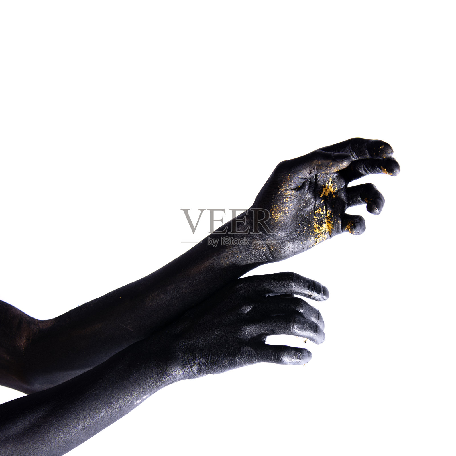 两个手臂。白色背景。照片摄影图片