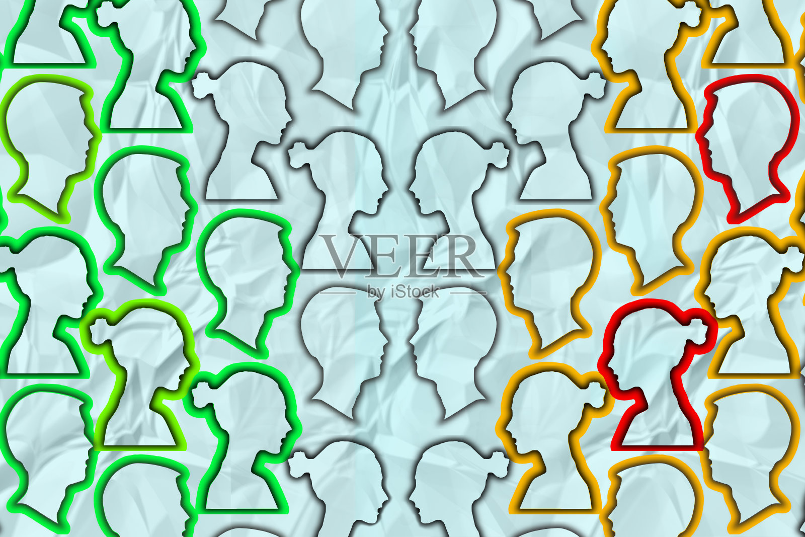 纸张纹理背景上相对的轮廓照片摄影图片