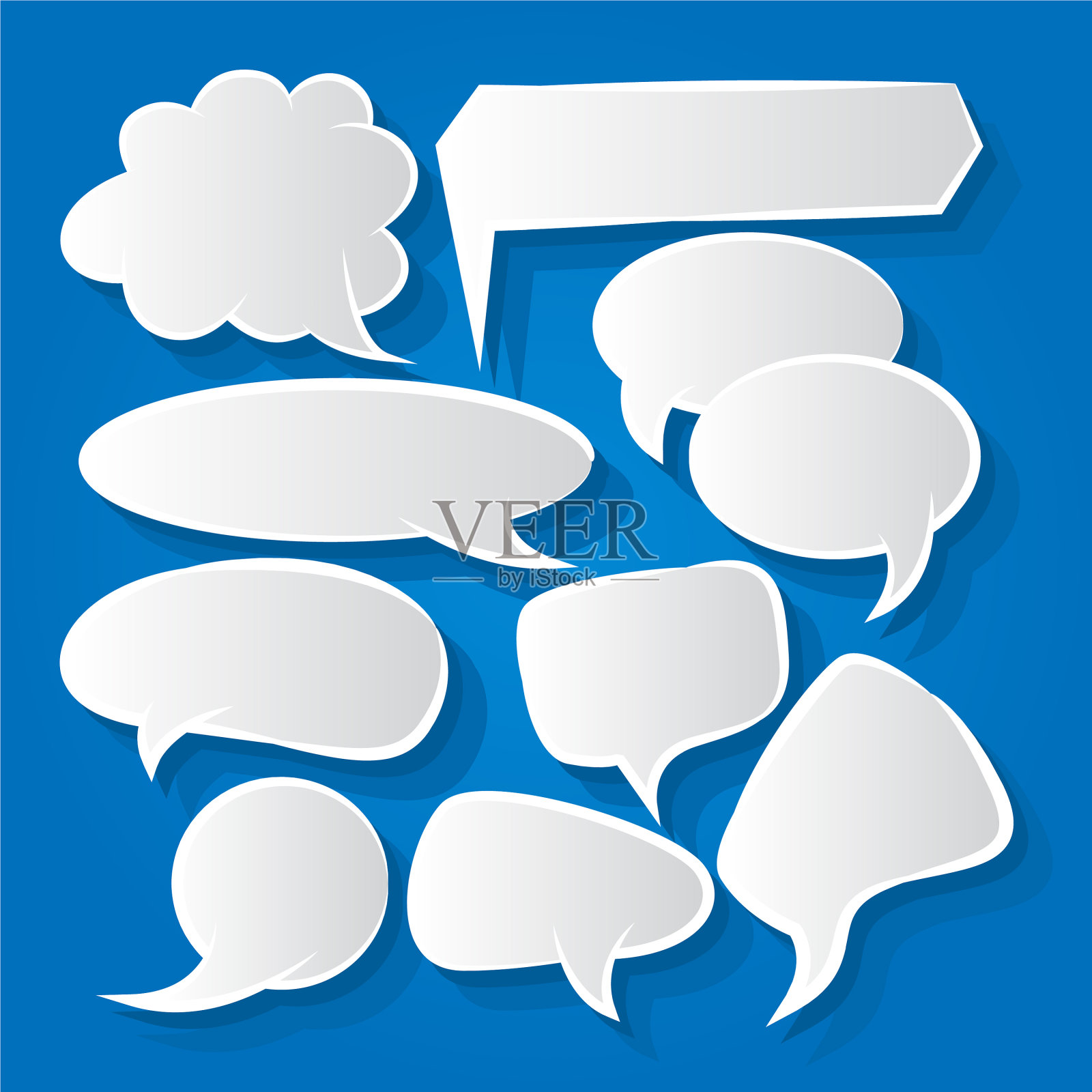 漫画演讲气泡图标收集颜色插画图片素材